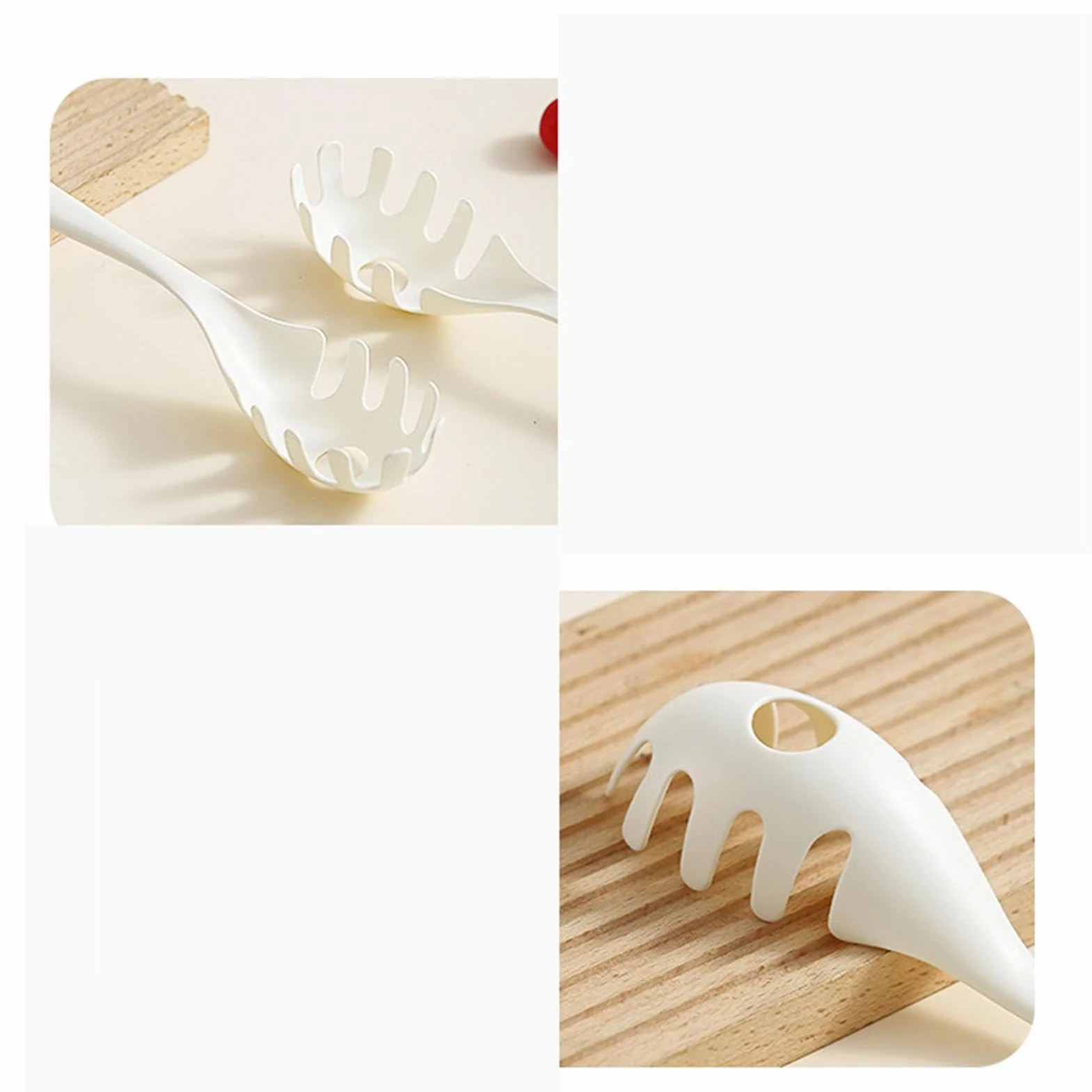 Cuchara de espagueti con dientes, tenedor de fideos resistente al calor, mango largo para cocina