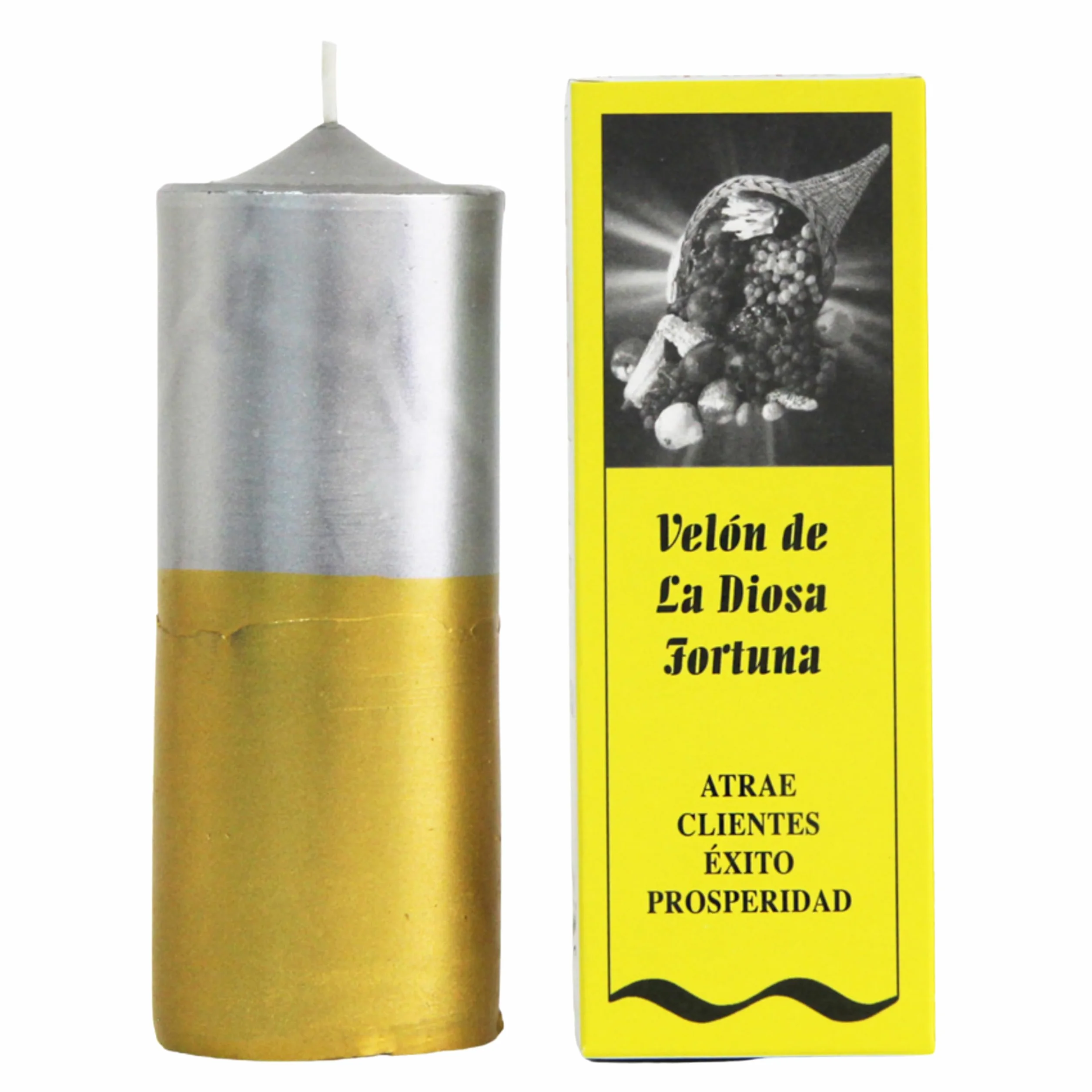 Velón Preparado Diosa Fortuna – Ritual con Vela Dorada para Atraer Dinero, Clientes y Prosperidad | Vela Esotérica para Negocios y Ventas | Hecho a Mano con Hierbas | Incluye Instrucciones y Oración