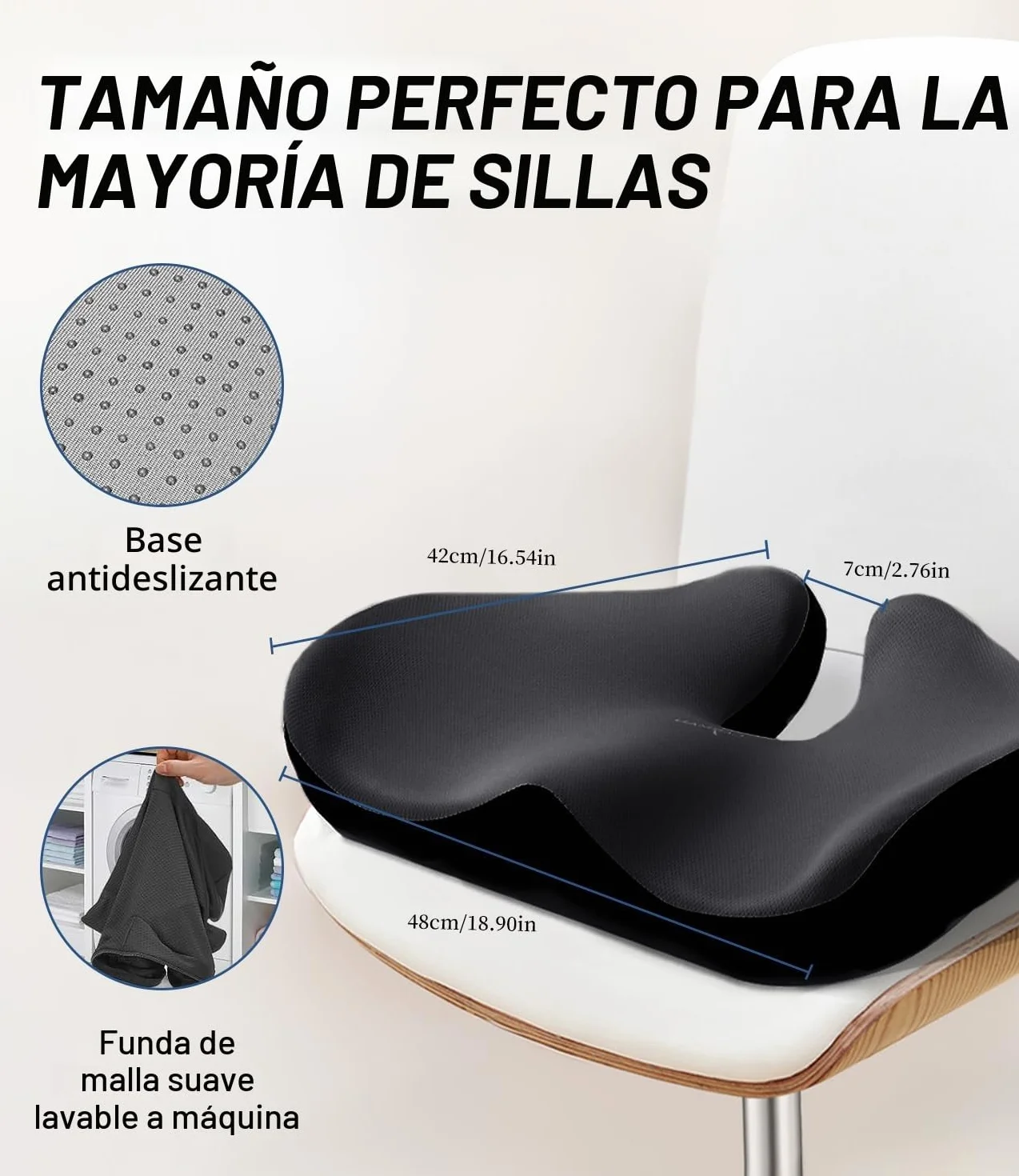 Cojín Coxis Ortopédico de Espuma Memoria para Silla de Oficina, Alivio del Dolor