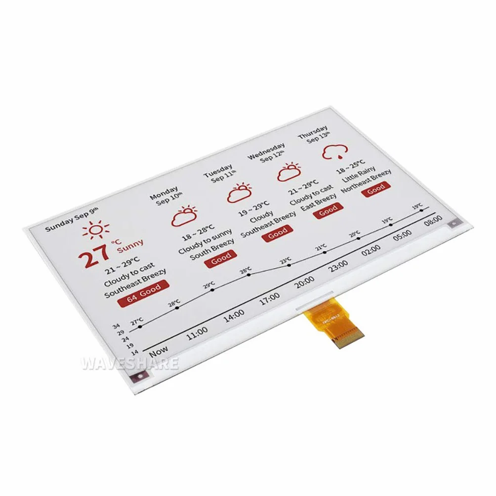 Tri-color 7.5inch E-ink Raw Display Panel 800×480 E-paper Electronic Screen Red / Black / White Three-Color for Raspberry Pi/Jetson Nano without PCB