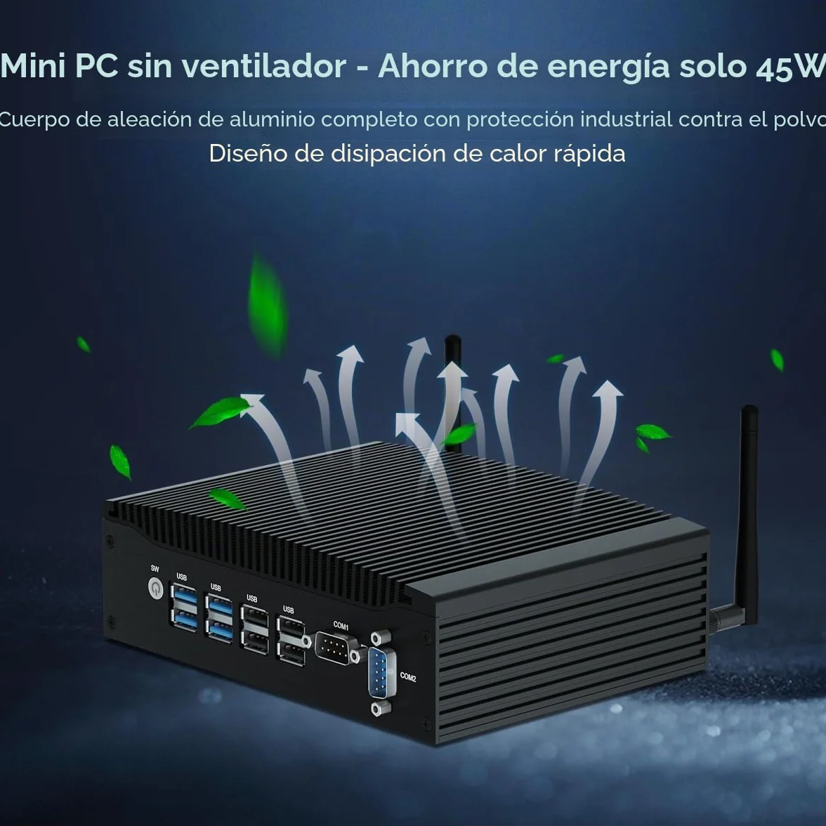 WEIDIAN PC sin Ventilador Mini PC Industrial 16GB RAM 512GB SSD Core i5 8350U Win11 Pro Mini computadora de Escritorio con 4K 2xHD, 2xRS232 COM, 2xLAN, 8xUSB VESA PC pequeña de Oficina Auto Power On