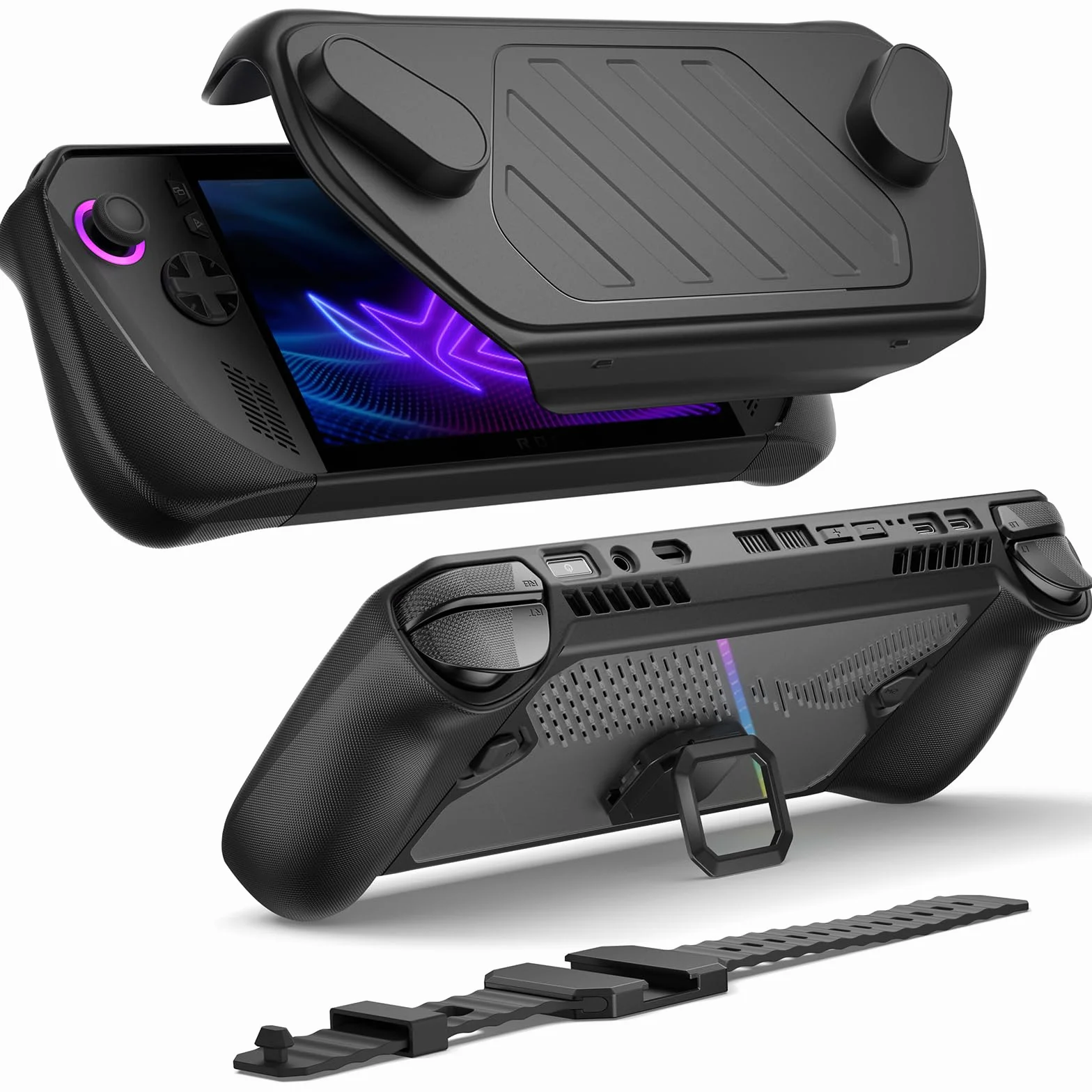 JSAUX PC0111 ModCase Compatible con ASUS ROG Ally X (2024), Funda para ROG Ally X con Cubierta Frontal Desmontable, Incluye Funda Protectora, Cubierta Frontal, Soporte de Metal y Correa - Set Básico