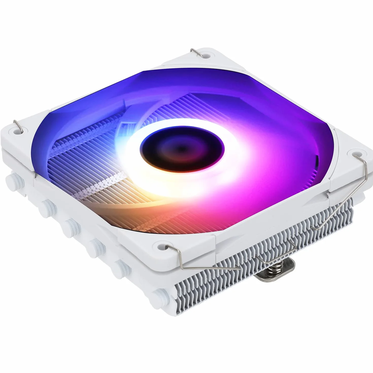 Thermalright AXP120-X67 WHITE ARGB Enfriador de aire de CPU de perfil bajo con ventilador PWM de 120mm TL-C12015W-S, 4 tubos de calor, 67mm de altura, AMD AM4/Intel LGA 1700/1150/1151/1200/2011/2066