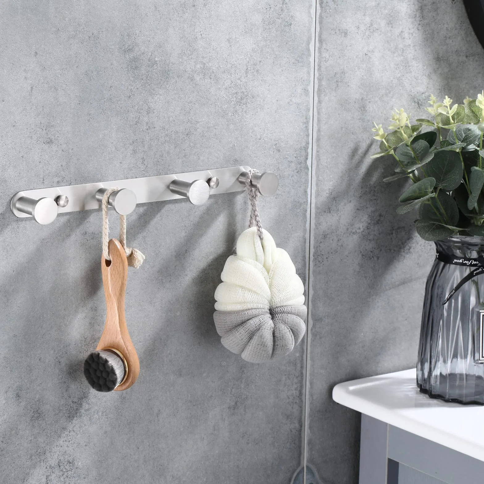 Ganchos Toalla Acero Inoxidable 304 Perchero Pared 4 Ganchos Baño Cocina