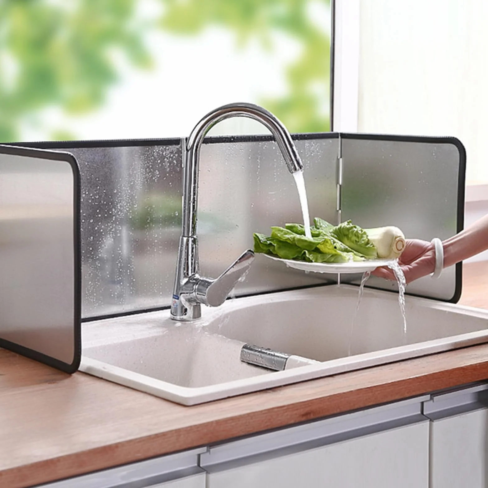 Protector Antisalpicaduras Cocina Plegable 4 Lados Panel Antisalpicaduras para Estufas 76x29x30cm