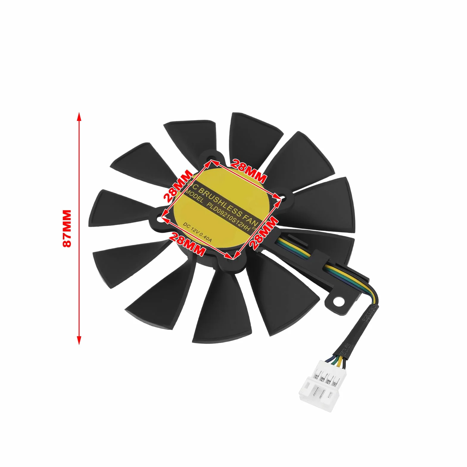 OTOTEC Ventilador Refrigeración Tarjetas Gráficas PLD09210S12HH Ventilador Tarjetas Video Compatible con ASUS Strix R9 390X 390 RX480 GTX 980Ti 1060 1070 1080 Tarjeta Gráfica 12 V/0,4 A