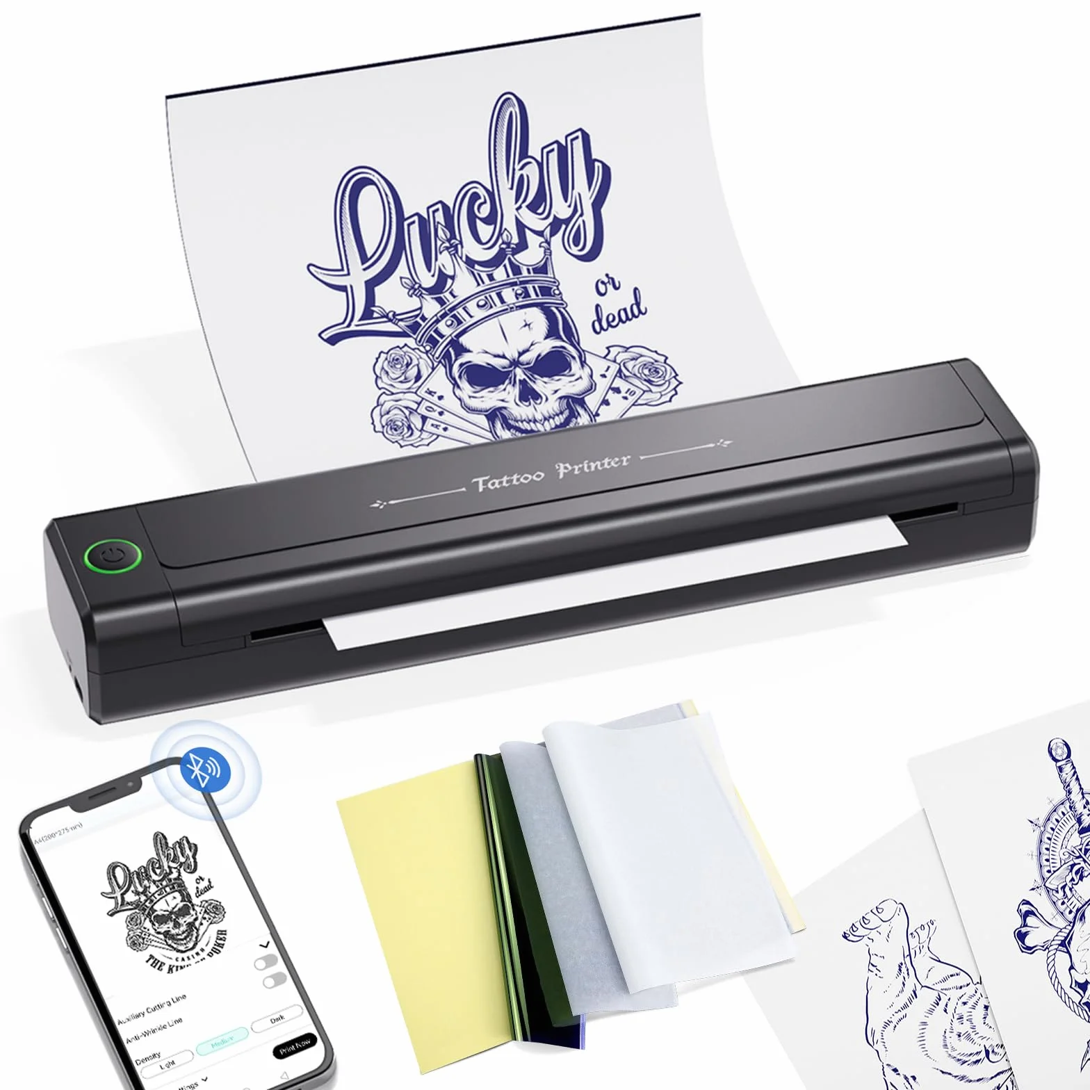 BIOMASER Bluetooth Tattoo Printer Tattoo Printer H1 Máquina Impresora Profesional de Plantillas de Tatuajes, Compatible con iPad, Teléfono y PC para Tatuadores Principiantes