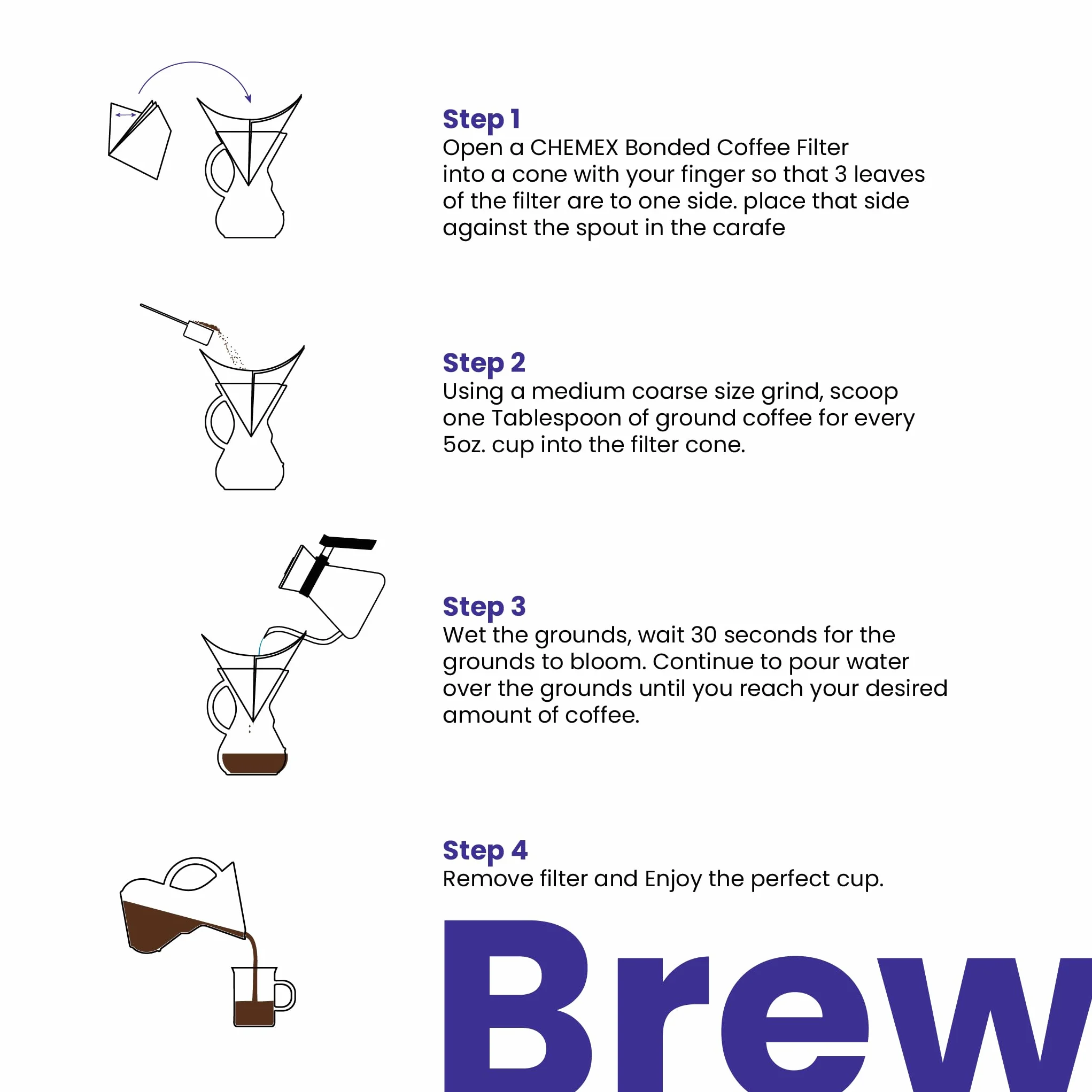 Chemex Cafetera de 6 tazas 880 ml con mango de cristal