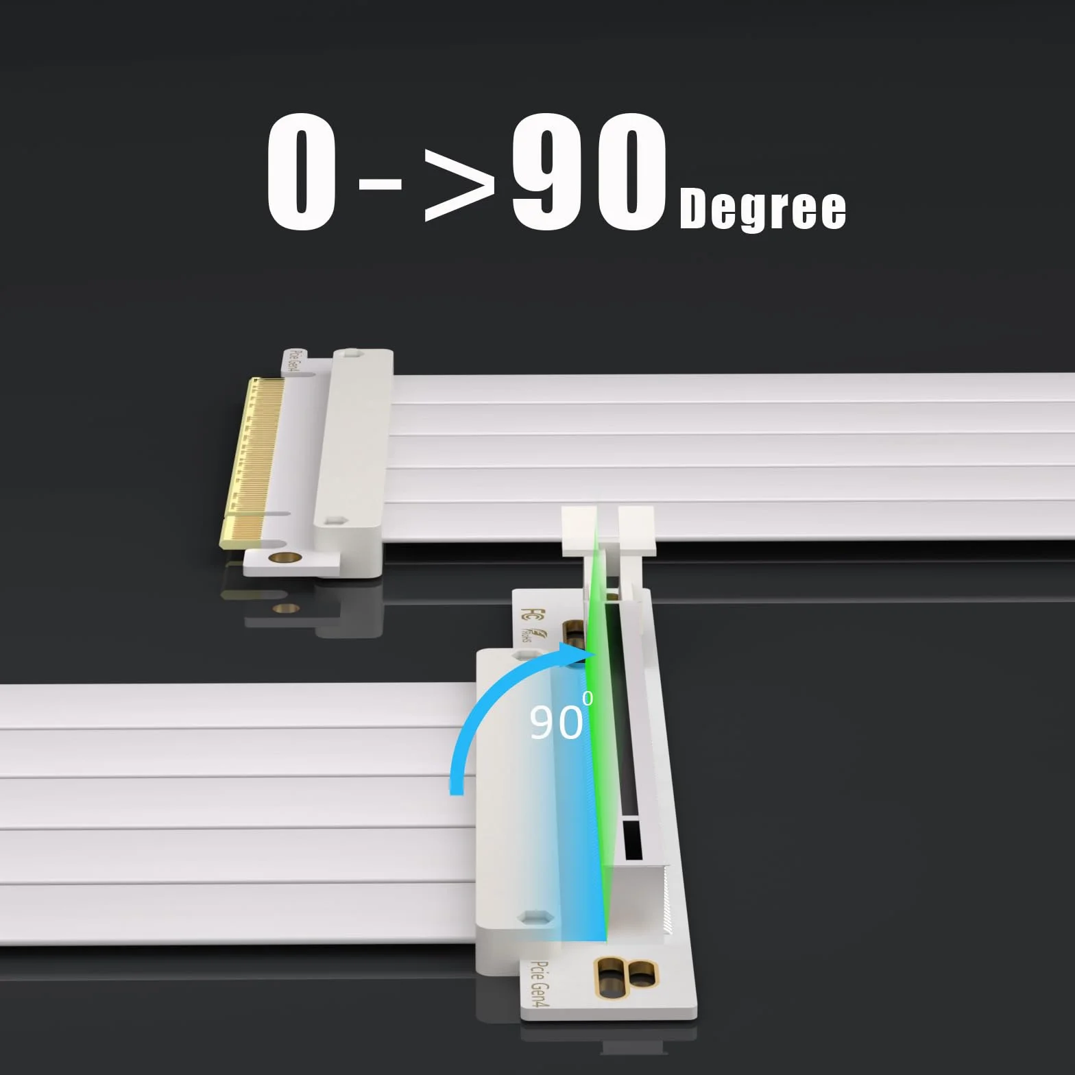 GLOTRENDS 250 mm PCIe 4.0 X16 Cable Riser de color blanco, para GPU PCIe 4.0/3.0, como las series GeForce RTX 40/30 y AMD Radeon RX7000/RX6000, etc.