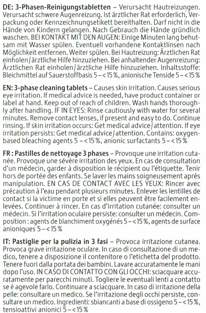 JURA Pastillas de limpieza de 3 fases 6 unidades Certificación TÜV Higiene