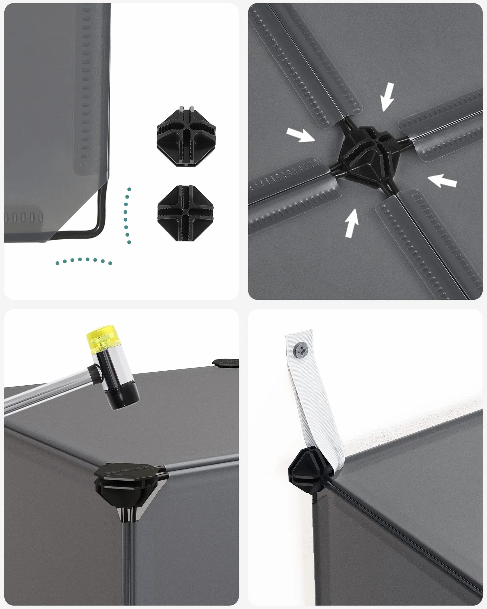 SONGMICS Estantería Modular 16 Cubos con Puertas Gris y Blanco