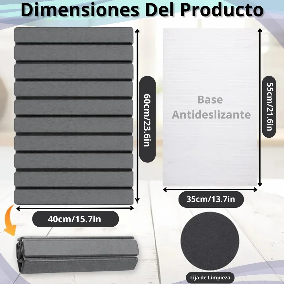 Alfombra Diatomita Baño 60x40cm Plegable Piedra Natural Antideslizante Secado Rápido Absorbente Antibacteriana