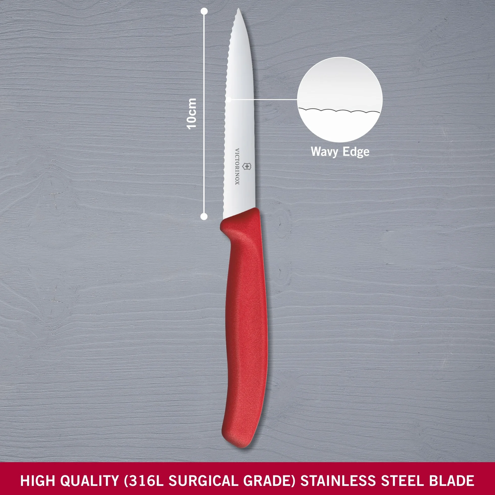Victorinox Cuchillo Acero Inoxidable Rojo Mediano 6.7731