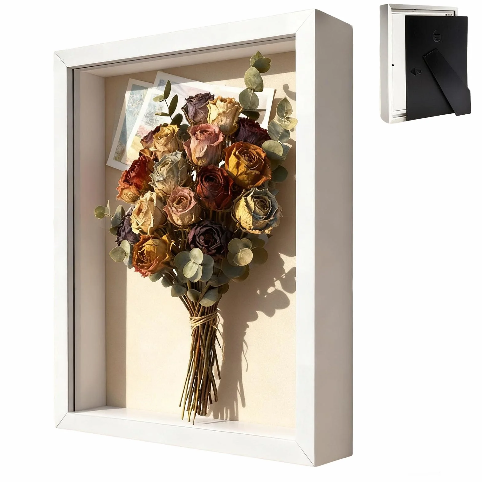 3D Marco de Fotos, 30 x 40 cm, Marco de Fotos Profundo para Rellenar, 3D Marcos de Caja de Sombra, con Placa Acrílica Transparente, Marcos de Madera Profunda, para Fotos, Medalhas, Blanco