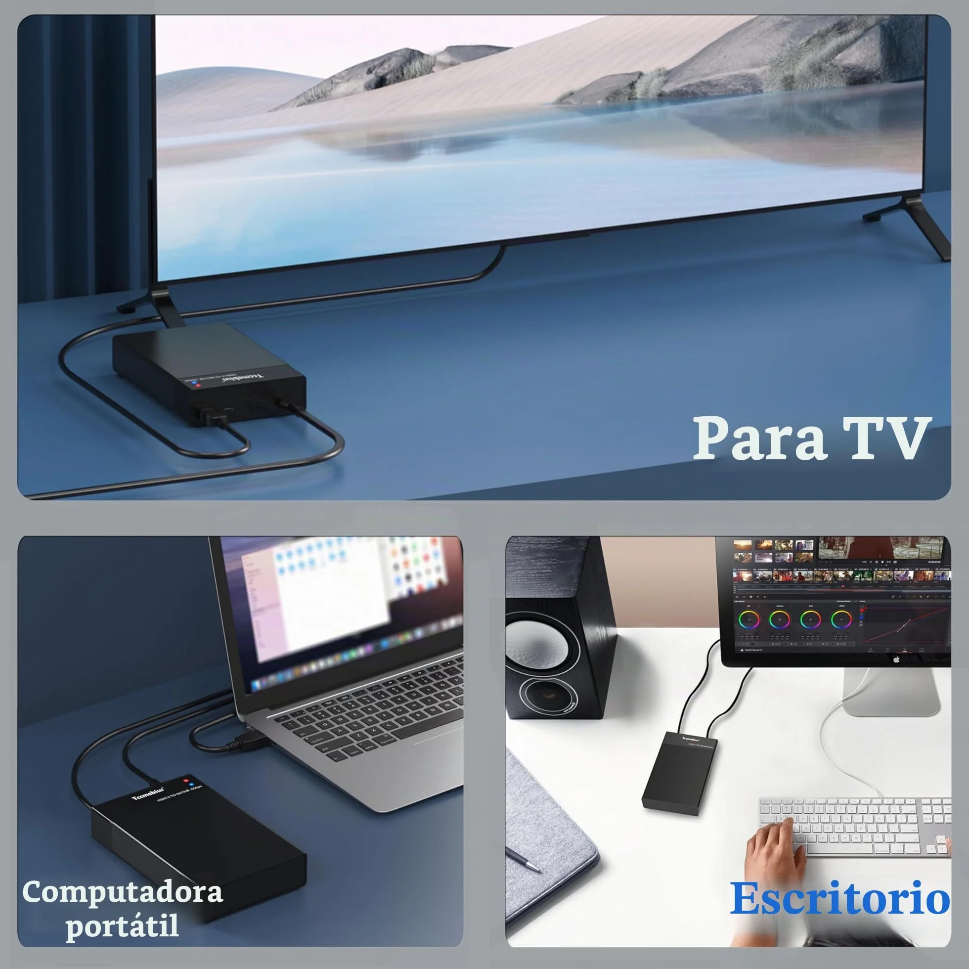 Carcasa Disco Duro, USB 3.0 Caja 3.5 Externo para 2,5 3,5 Pulgadas SATA HDD SSD hasta 22TB, con Adaptador de Corriente 12V3A Cable USB A/C, Soporte UASP Función de sueño automática (TCC-S8)