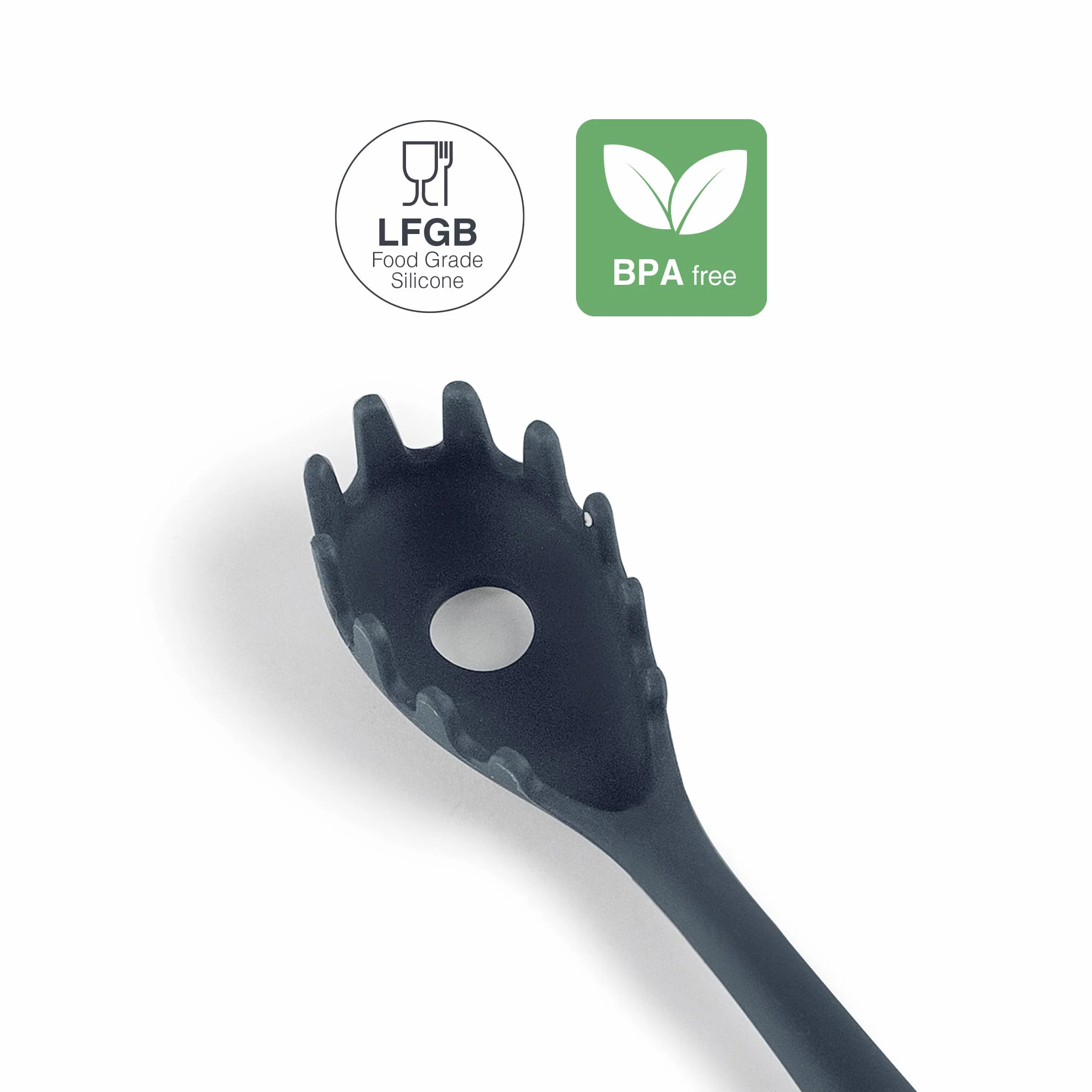 LACOR Servidor de Espaguetis Grey Cuchara Pasta Silicona Antiadherente Resistente Altas Temperaturas 27 cm