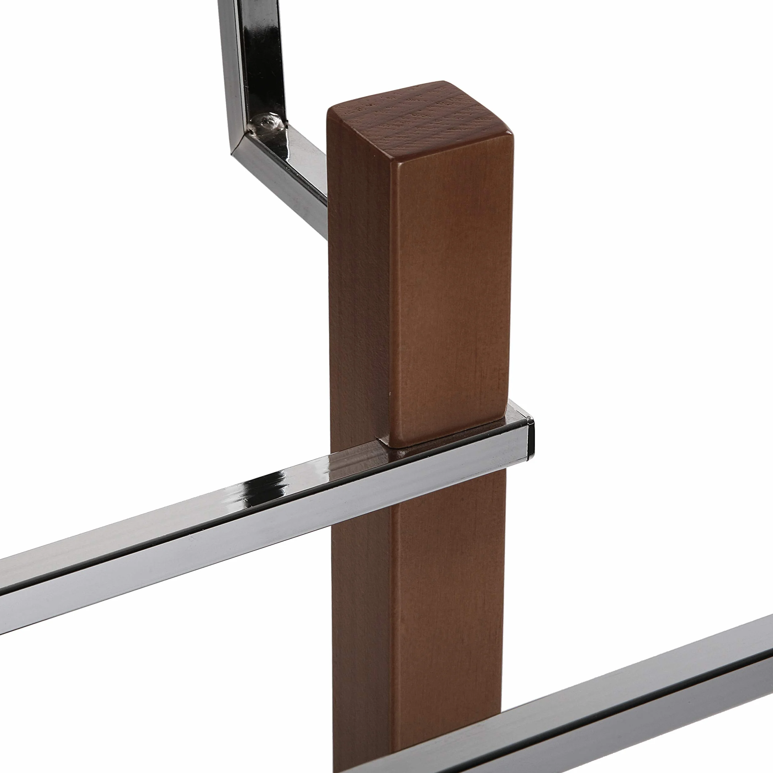 Versa Wengue Galán de Noche Moderno Multifuncional 2 Perchas Colgadores Ropa Hombre Mujer 112x35x35 cm Madera Metal Marrón