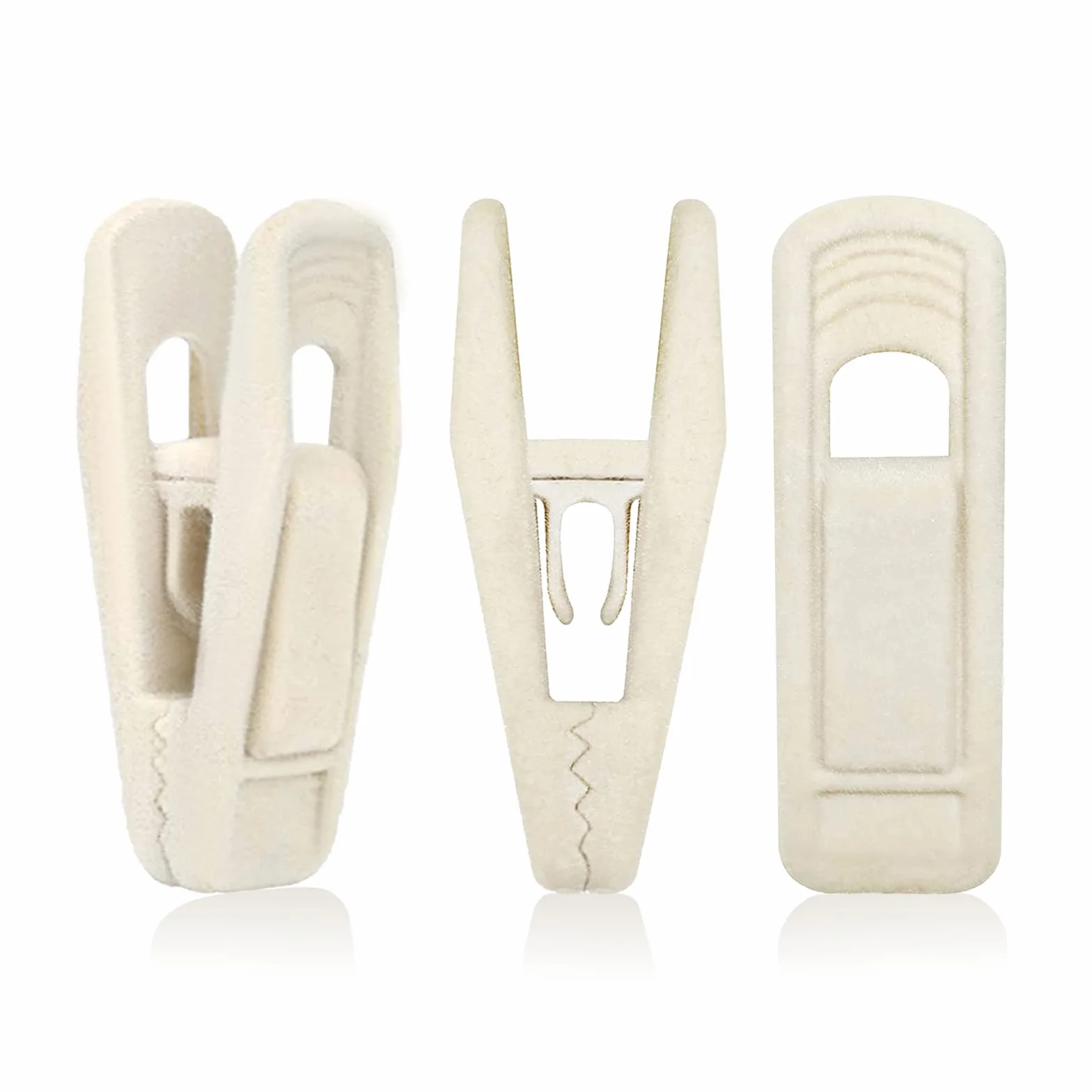 Pinzas de Terciopelo para Ropa, Antideslizantes, Fuertes, Flocados con Dedos, Beige