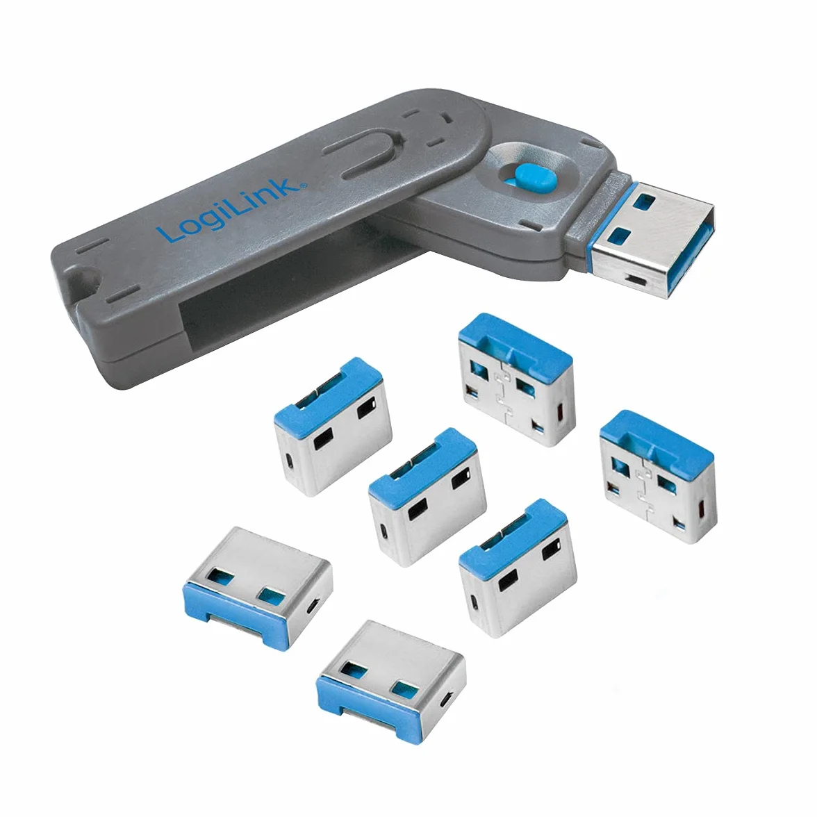 LogiLink USB Port de Blocker Candado Gris 1x Schlüssel, 8X Schlösser