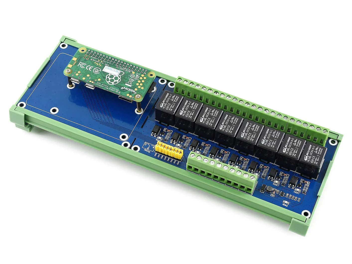 Waveshare 8-ch Relays Expansion Board Compatible with Raspberry Pi Control High Voltage Products Standard Rail Mount Bottom Case