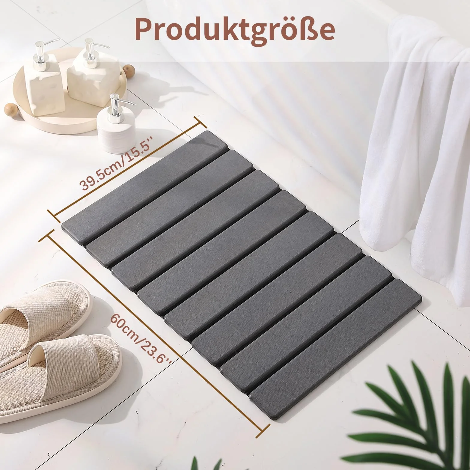 Eralove Alfombra de Baño de Diatomita, Alfombrilla Plegable 60x39cm, Antideslizante, Absorbente y Secado Rápido
