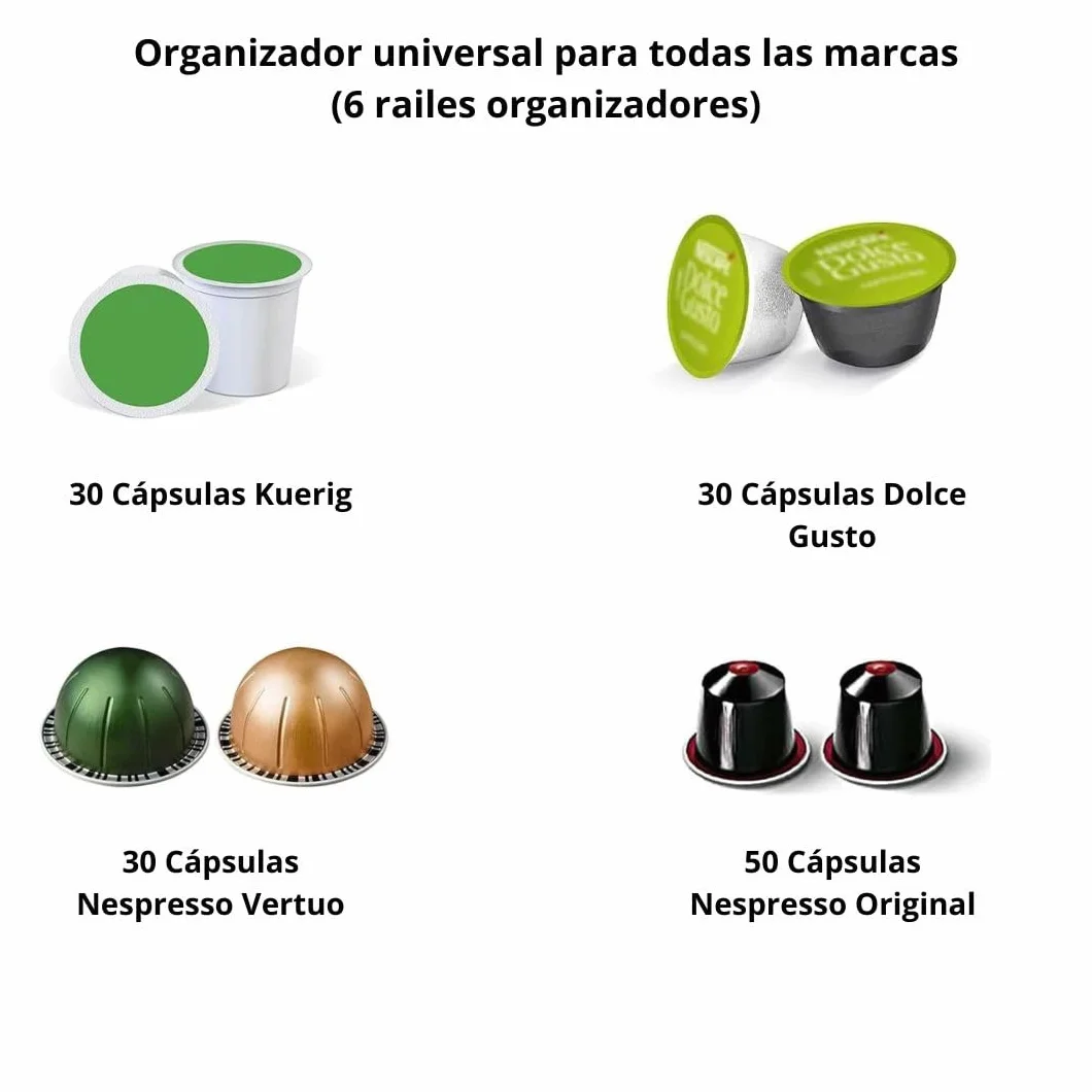 Portacapsulas para Dolce Gusto Krups, Dispensador y Organizador de Cafe, Soporte Capsulas Compatible con Tassimo (6 tiras)