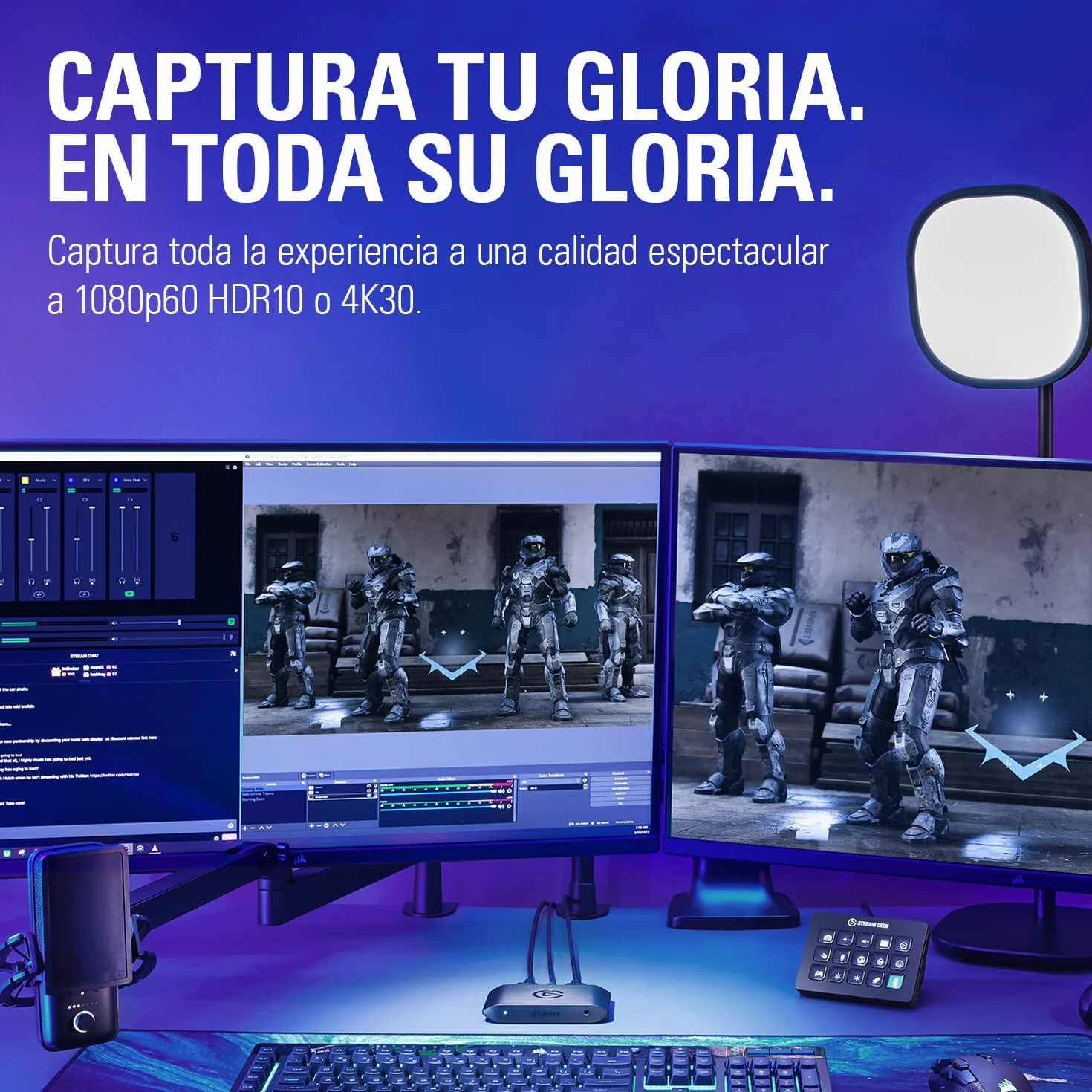 Elgato HD60 X - Haz streaming y graba a 1080p60 HDR10 o 4K30 con latencia ultrabaja en PS5|Pro, PS4|Pro, Xbox Series X|S, Xbox One X|S, Nintendo Switch 2, en OBS y otros, funciona con PC y Mac
