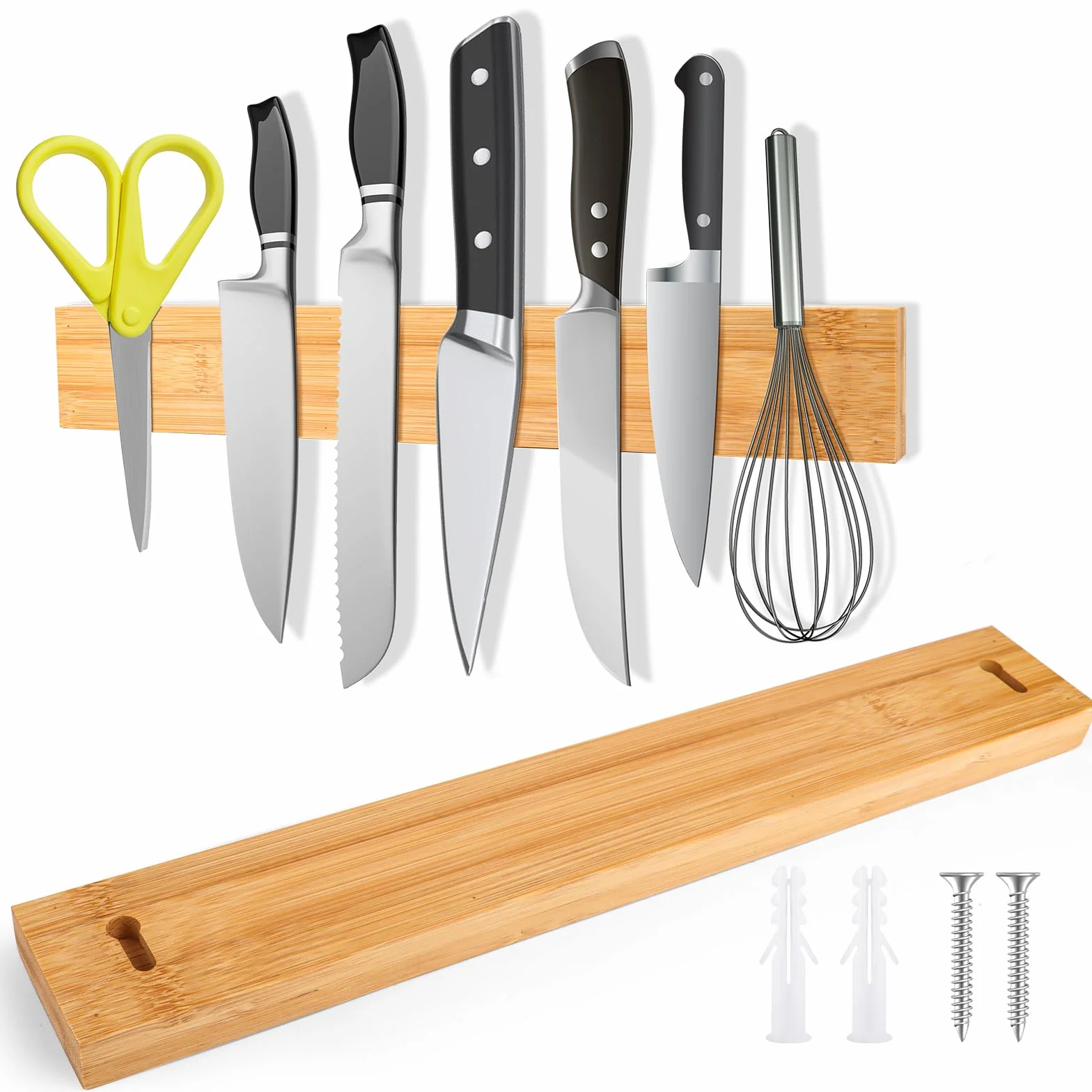 Barra Magnética para Cuchillos, 40cm Iman Cuchillos de Cocina Acero Inoxidable Cuchillero Magnético Puede sin Taladrar para Cuchillos de Cocina/Espátulas/tijeras