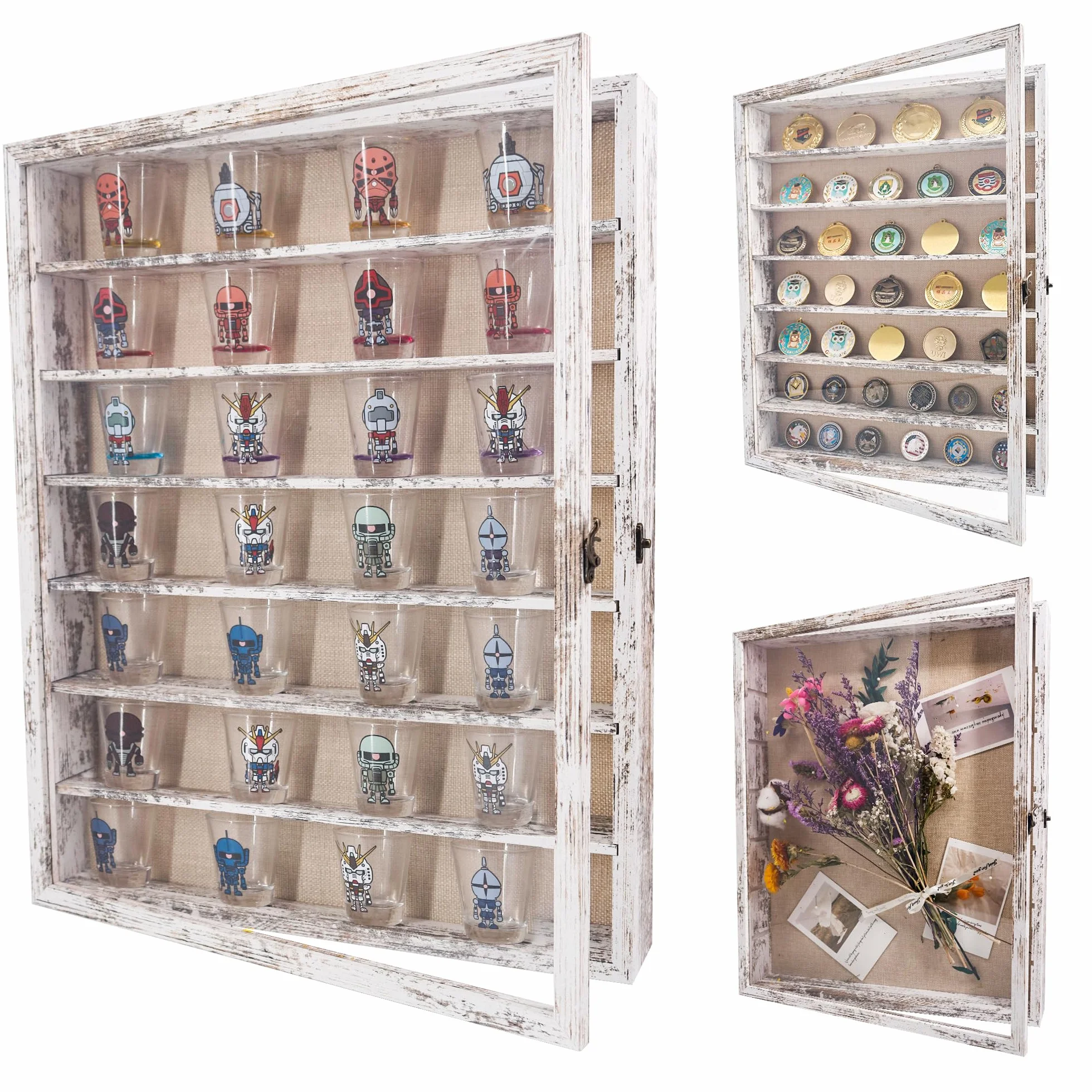 FramePro 40x50cm Marco de Fotos 3D, Shadow Box con 6 dividirs, 16x20 Pulgada Caja De Viaje para Recuerdos (Blanco)