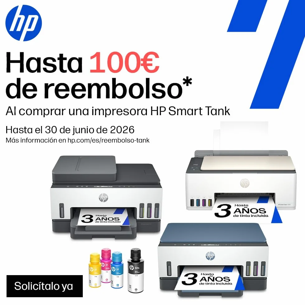 HP Smart Tank 7606 28C03A - Impresora A4 Multifunción con Deposito de Tinta Recargable, Impresión a Color, Escaner, Copiadora, Fax, Wi-Fi, Smart App, Blanco y Azul