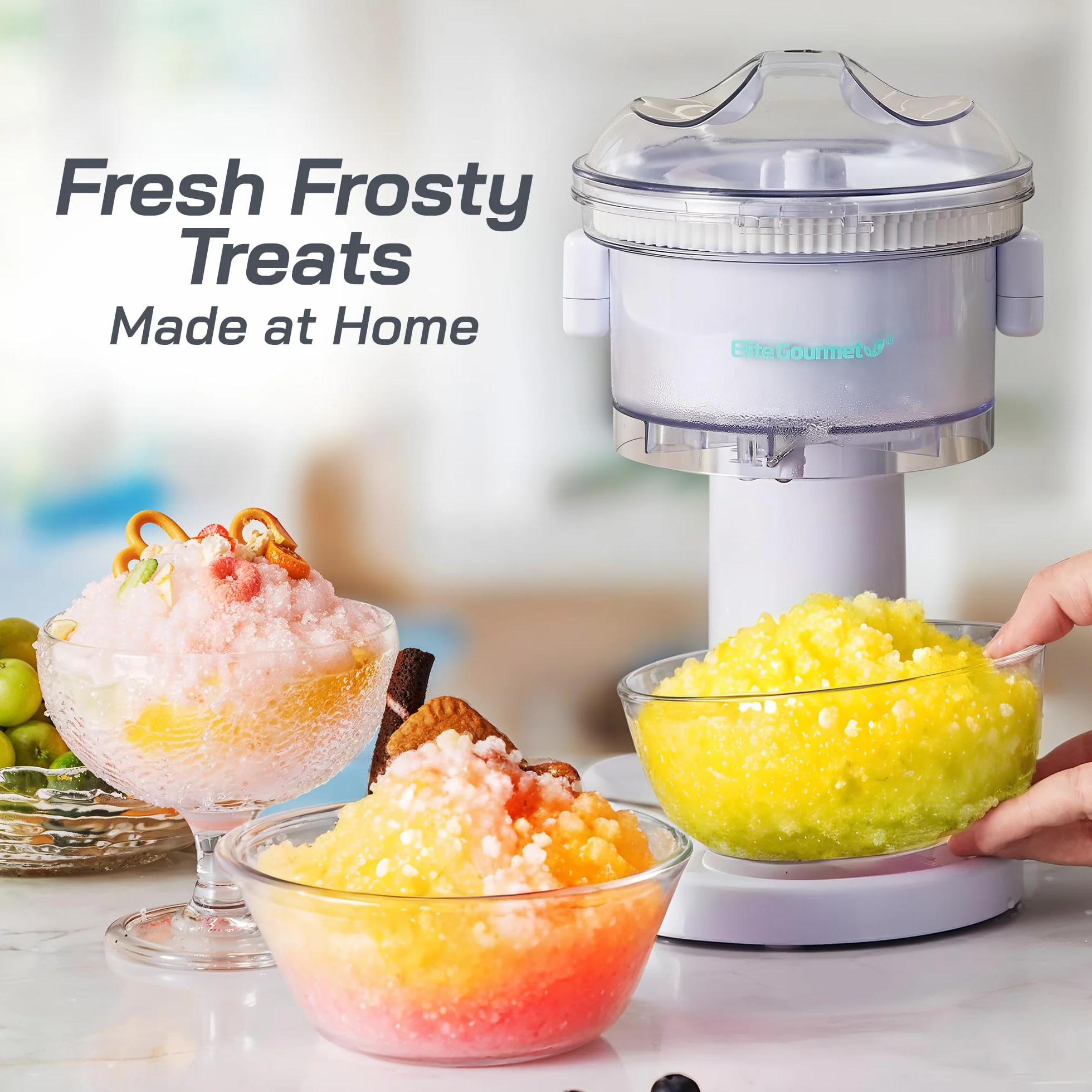Elite Gourmet ESI1201 Máquina de hielo raspado y cono de nieve, plástico, blanco