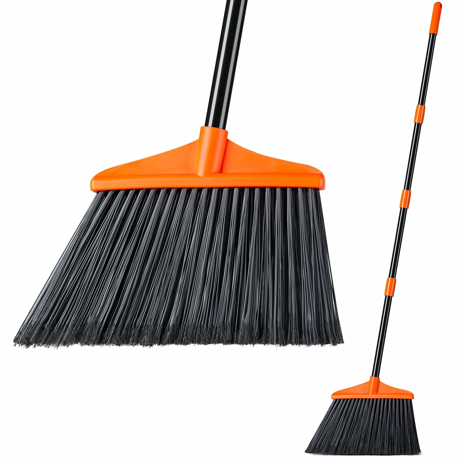 Lifewit Escoba Exterior 135cm, Escoba Jardin con Mango Largo Ajustable, Escobas Plegable para Barrer para Limpiar Suelos, Garajes, Jardines y Patios, Naranja, 1 Pieza