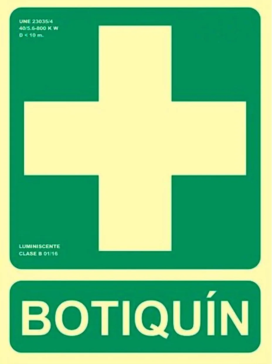 Ferretelix® Armario botiquin pared con llave 40x30x16 cms equipado curas + Cartel PVC 224x300 clase B homologado