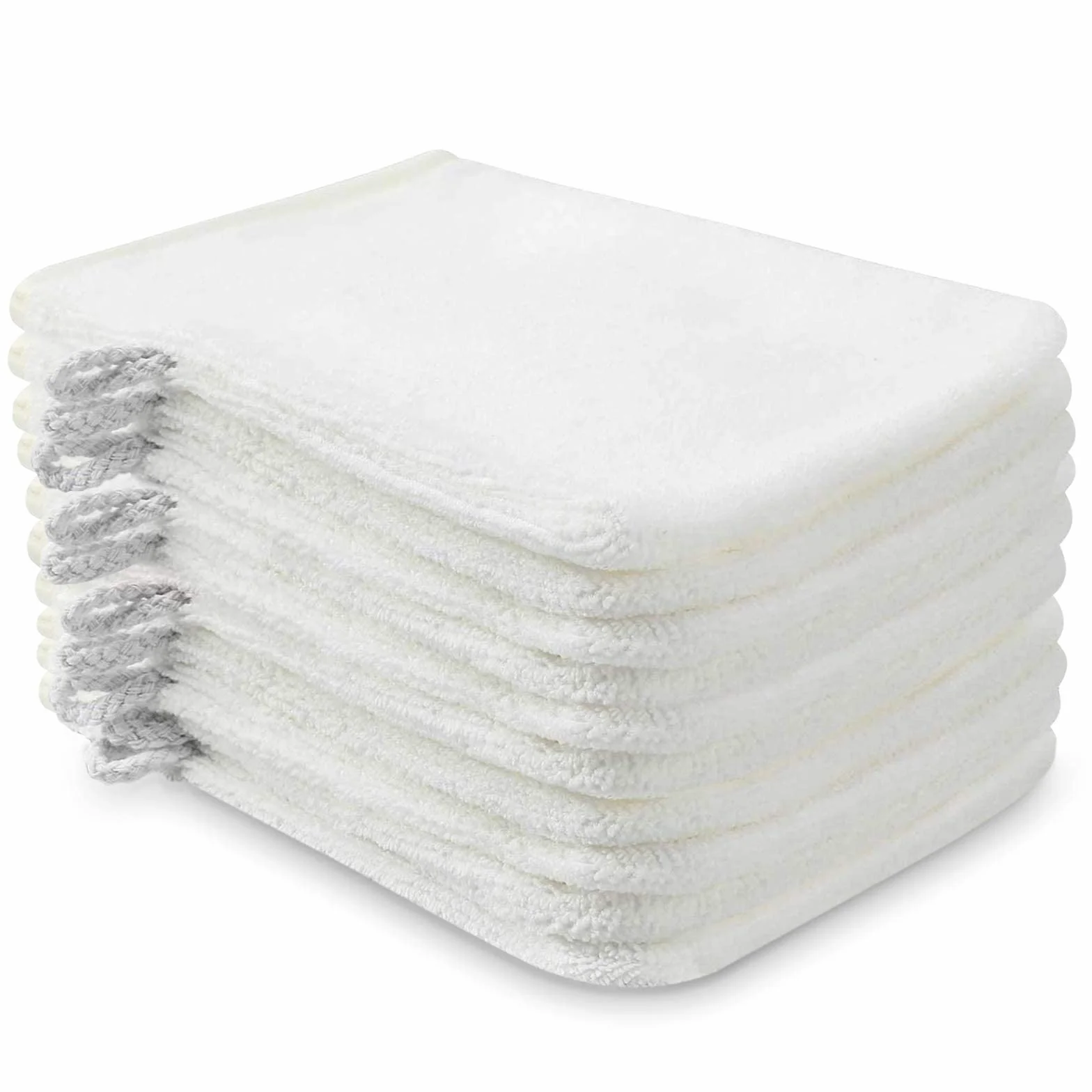 PHOGARY 10 Piezas Manoplas de Baño Guantes para Lavarse Tamaño, 15x21cm, Color Blanco