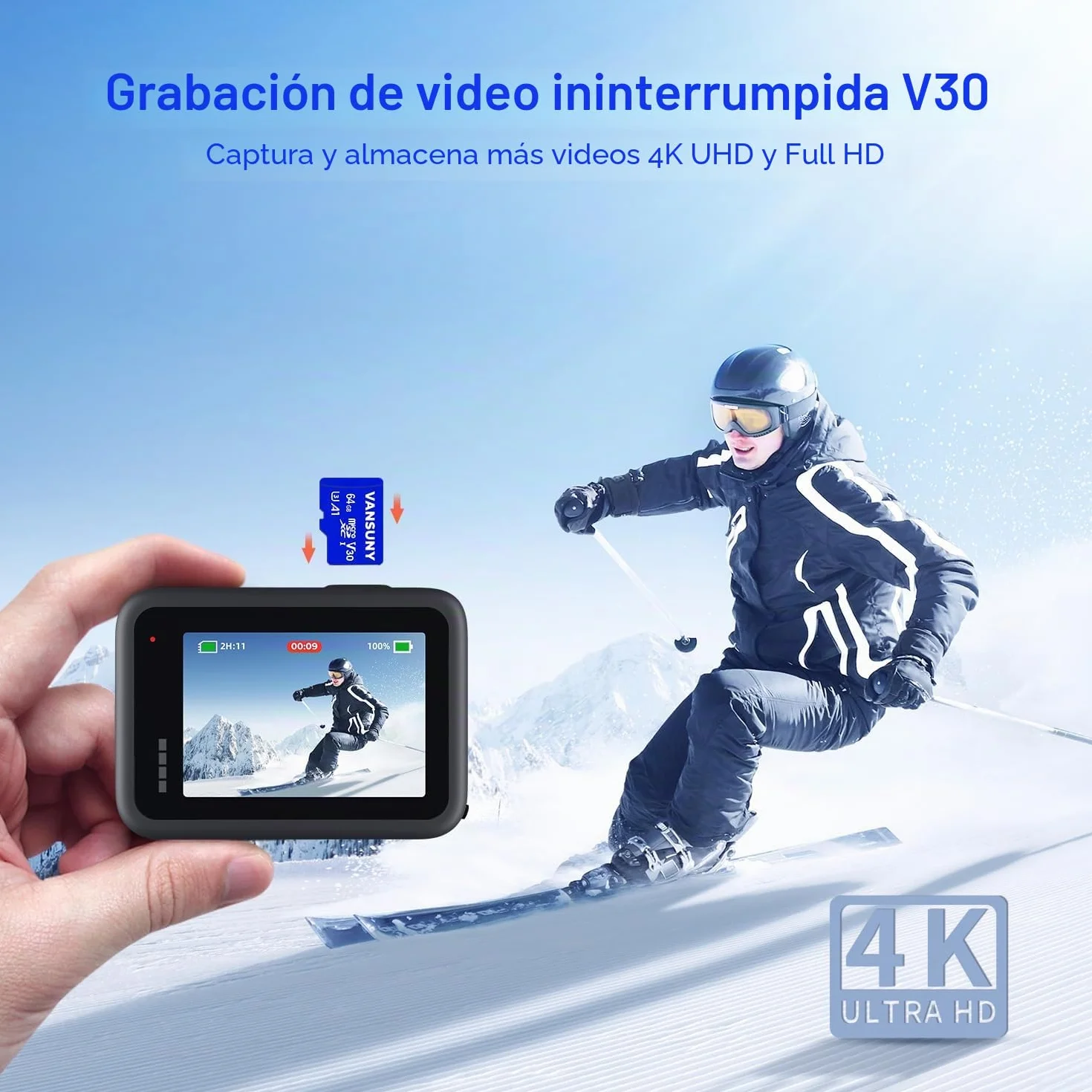 Vansuny Tarjeta Micro SD 64GB 2 Pack con Adaptador SD Micro SD 64GB Velocidad de 90 MB/s (A1, UHS-I, Clase 10, U3, V30)