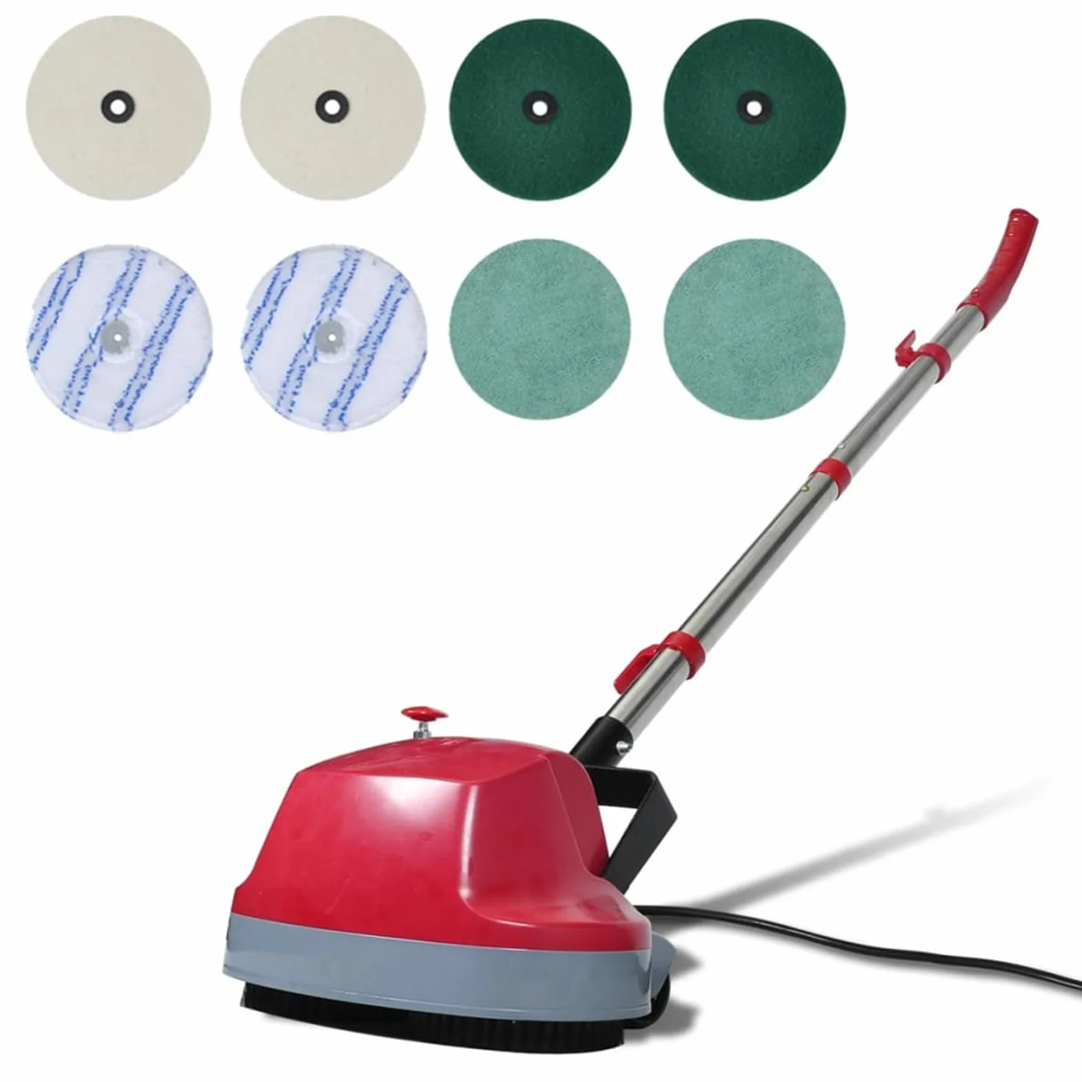 Máquina Pulidora Limpiadora, 5 en 1 Fregado Pule Encera Cepillos y Almohadillas Incluidos, 3,2 kg Ligera con Cabezales Contrarrotativos 400 rpm, ABS y Acero Inoxidable, para Suelos Duros Parquet Mármo