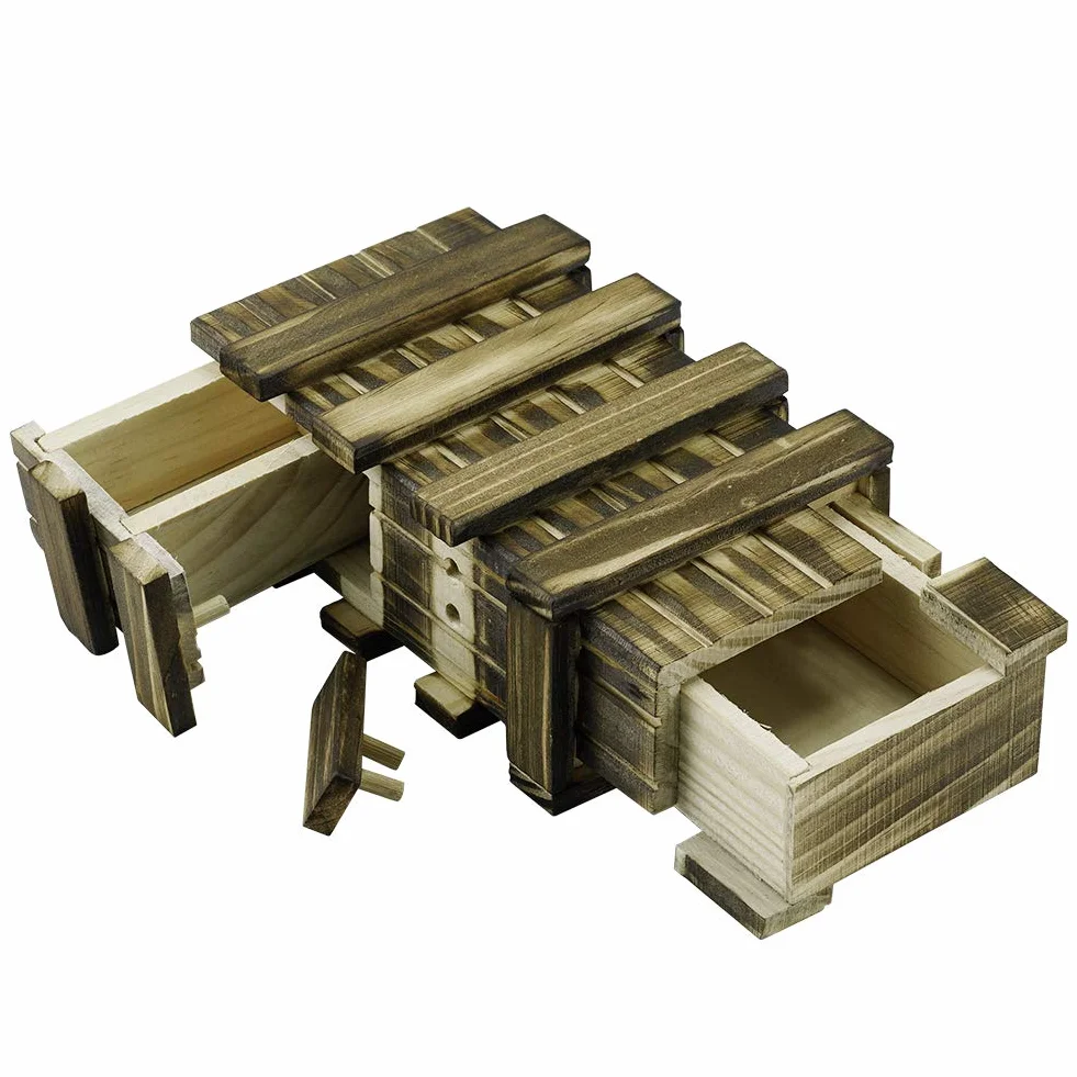 Caja de Regalo de Madera Mágica Con 2 Compartimentos Extra Seguros - Recuerdo Con Cajón Secreto - Rompecabezas Memoria Para Aniversario y Boda - Inteligencia Brain Teaser