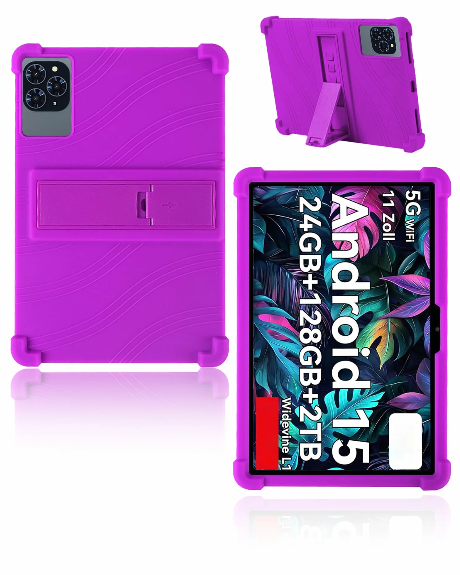 Funda protectora para tablet TABWEE T90/TABWEE T90EX de 11 pulgadas 2026, funda de silicona suave para niños de yystao con soporte ajustable (Violeta)