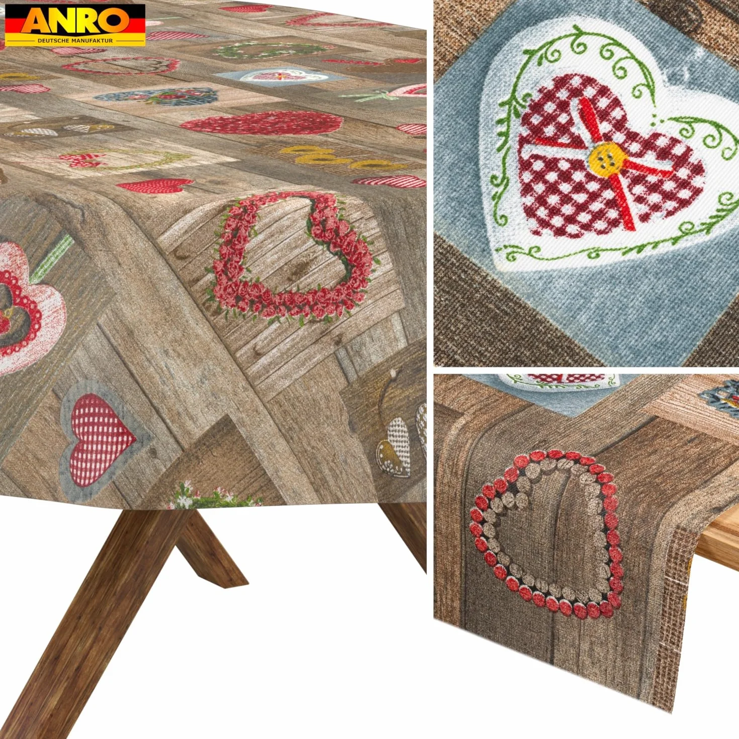 ANRO Mantel Lavable Impermeable Efecto Loto 160x140 cm Ovalado Forma de Corazón