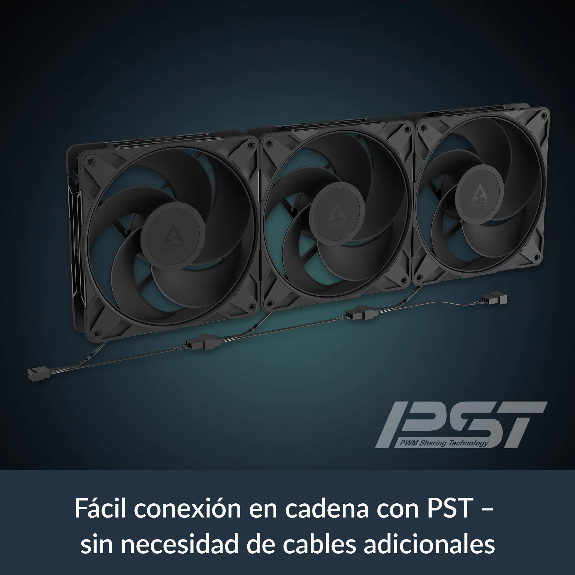 ARCTIC P14 Pro Reverse (3 Piezas) - 140 mm Ventilador Prémium con flujo de aire inverso, Ventilador PWM con divisor de cable en Y, 400-2650 rpm, 0 rpm <5% PWM, cojinete hidrodinámico, 4-Pin - Negro