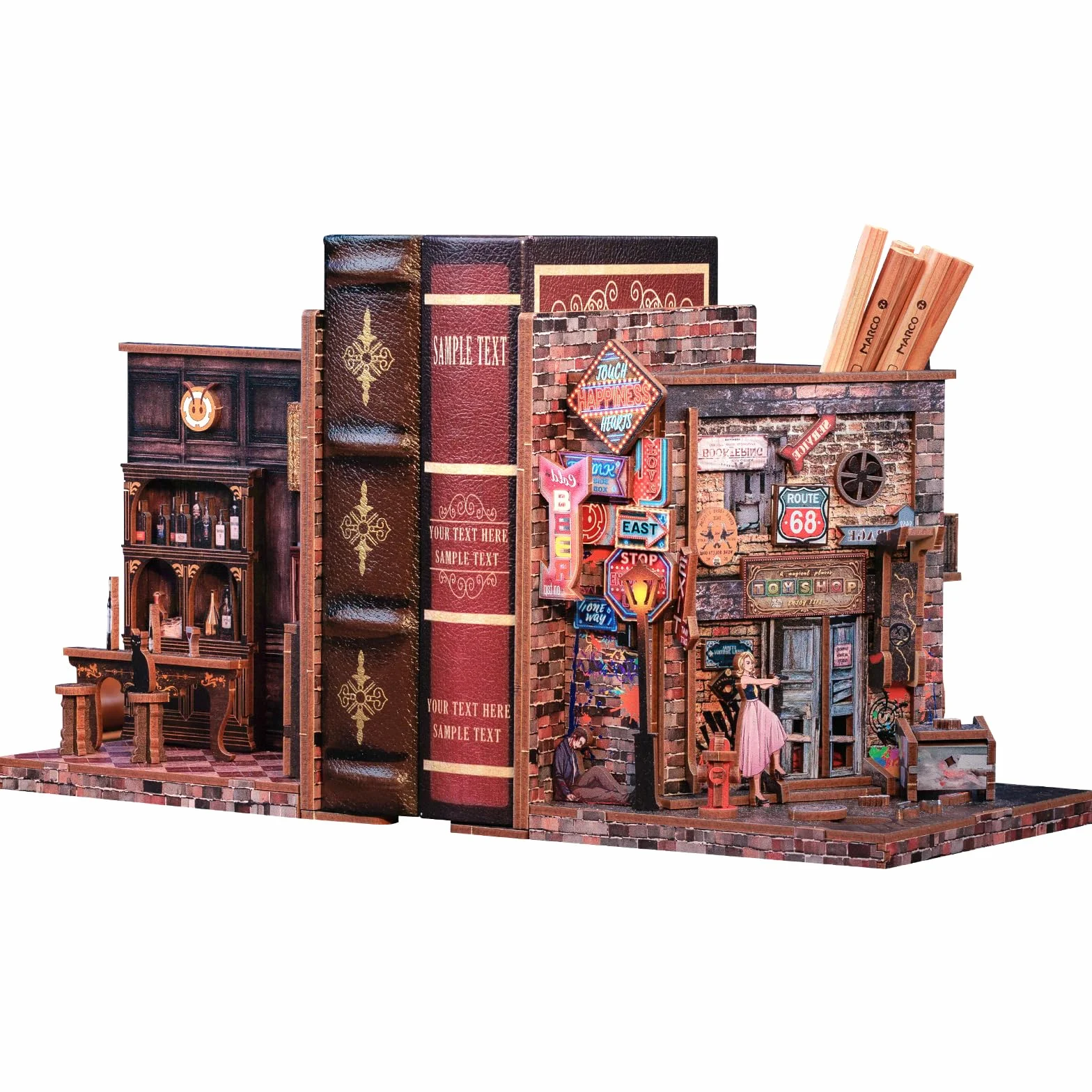 CUTEBEE Book Nook Kit - DIY Sujetalibros Miniatura, Decoración de Estantería, Maquetas para Adultos, 2 Unidades (Farewell to The Night)