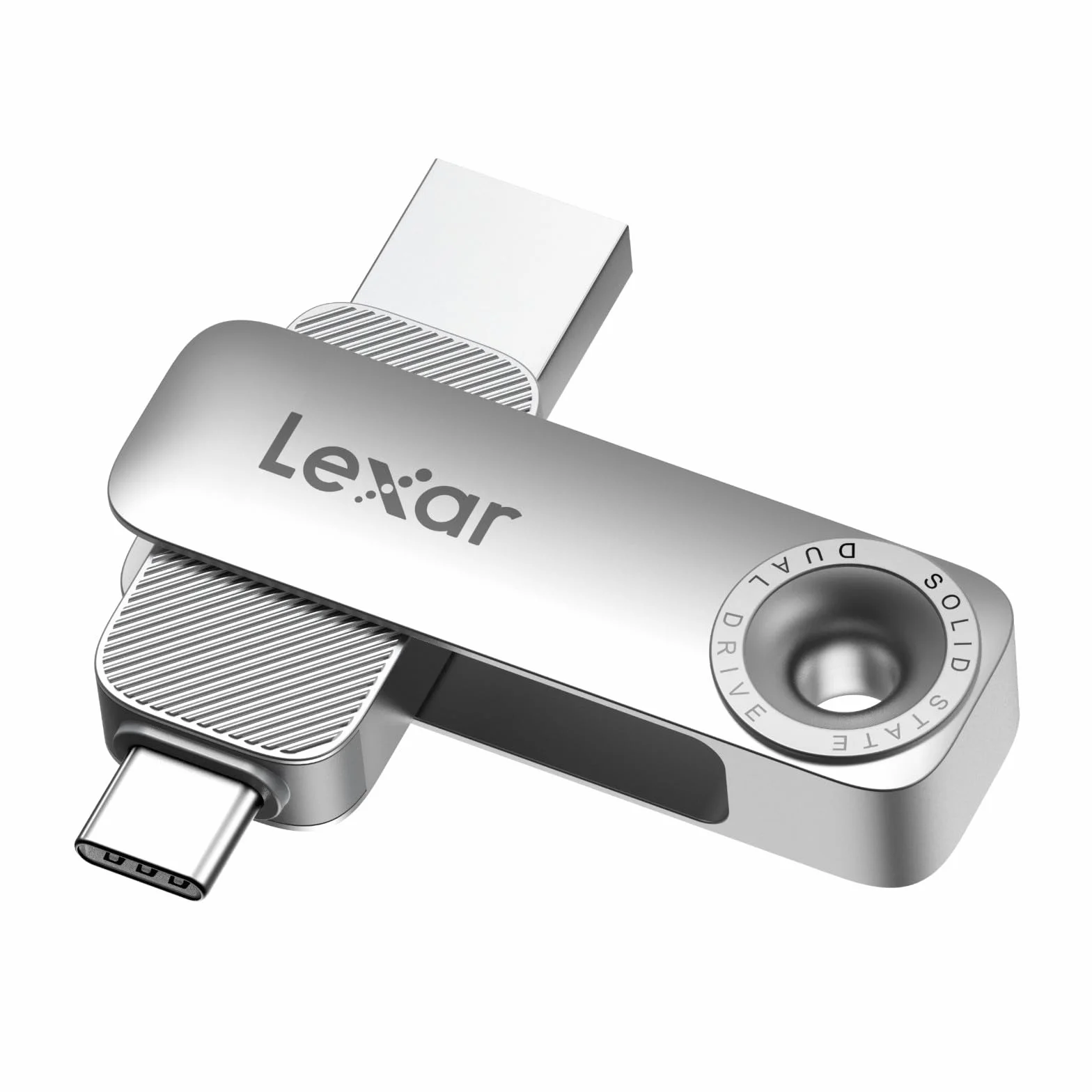 Lexar D50E 128GB Unidad SSD Dual, Unidad Flash USB con hasta 400 MB/s de Lectura y 360 MB/s de Escritura, Puertos USB-C y USB-A, Diseño Giratorio Metálico, Compatible iPhone 17, Android, PC