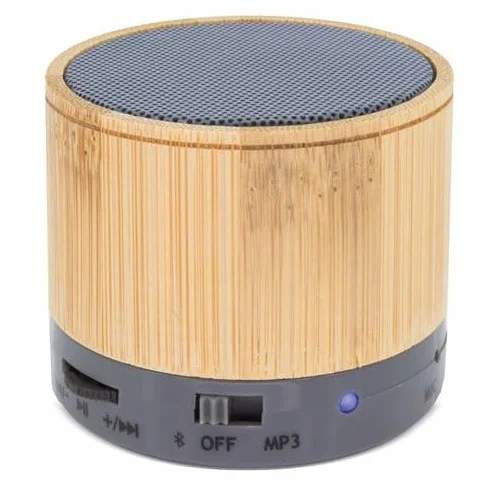 DISOK Lote 10 Mini Altavoces Bambú Bluetooth, USB, Micro USB y Cable Incluido. Detalles Hombres y jóvenes para Eventos.