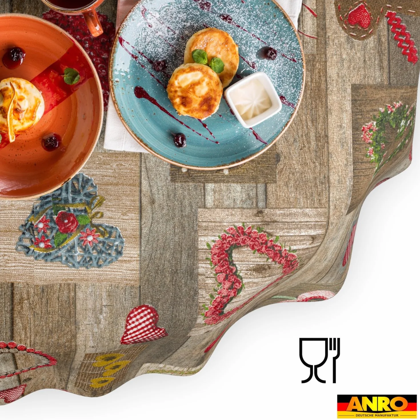 ANRO Mantel Lavable Impermeable Efecto Loto 160x140 cm Ovalado Forma de Corazón