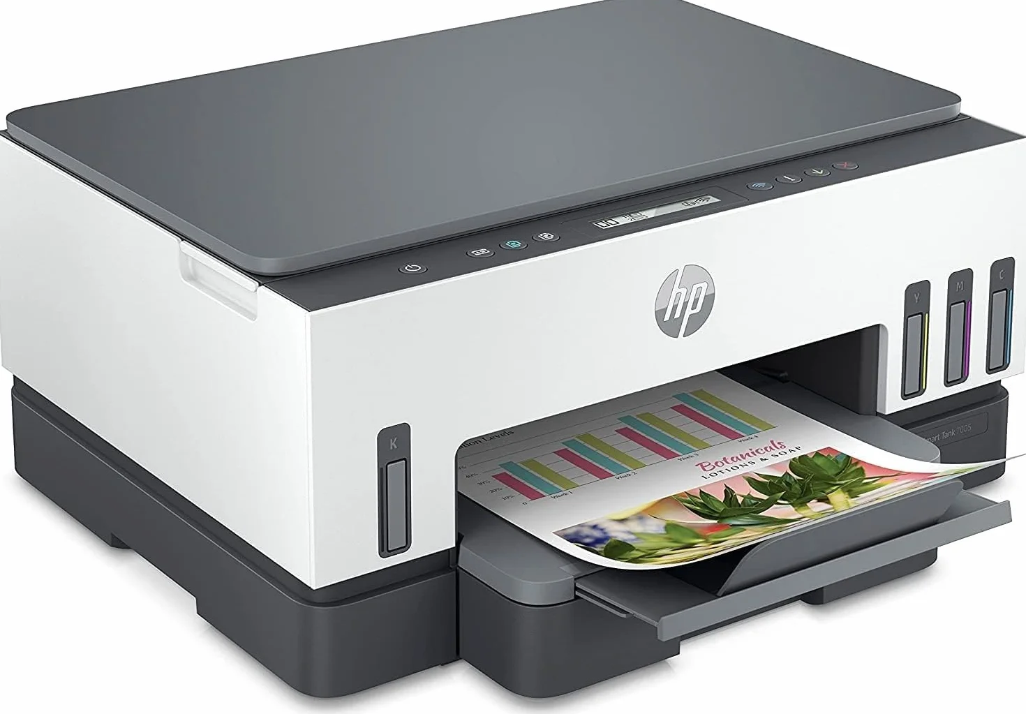 HP Smart Tank 7005 28B54A - Impresora A4 Multifunción con Deposito de Tinta Recargable, Impresión a Color, Escaner, Copiadora, Wi-Fi, Smart App, Blanca y Gris Oscuro