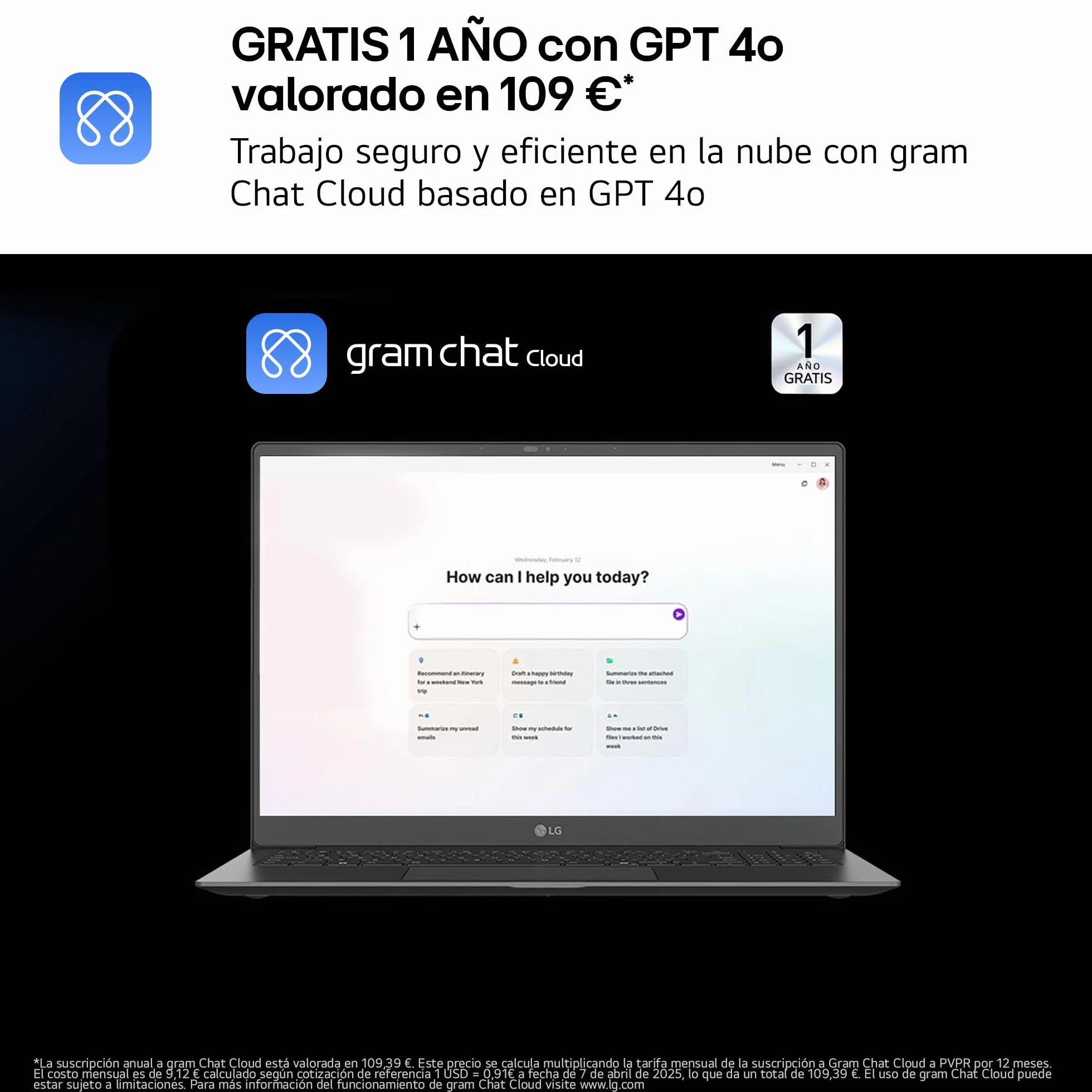 LG gram 16Z90T-G.AD88B Portátil 16 Pulgadas, WQXGA IPS, Intel Core Ultra7, 3GB RAM, 1TB SSD, 1.199 g, Antirreflejo, Batería hasta 22.5h, Windows 11, Negro
