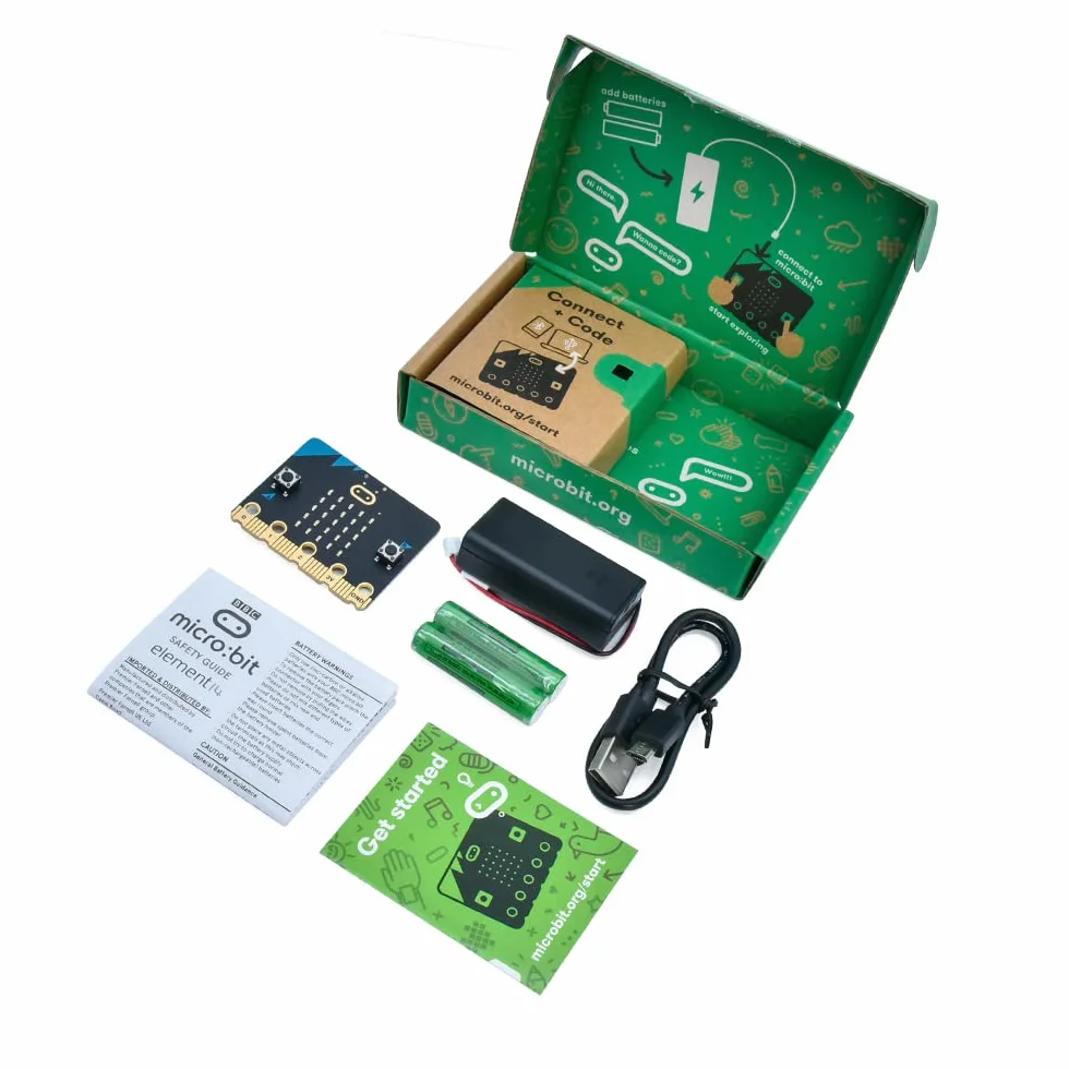 KEYESTUDIO Kit básico de Inicio para BBC Micro bit, con Placa de microbits, Soporte de batería, Cable Micro USB