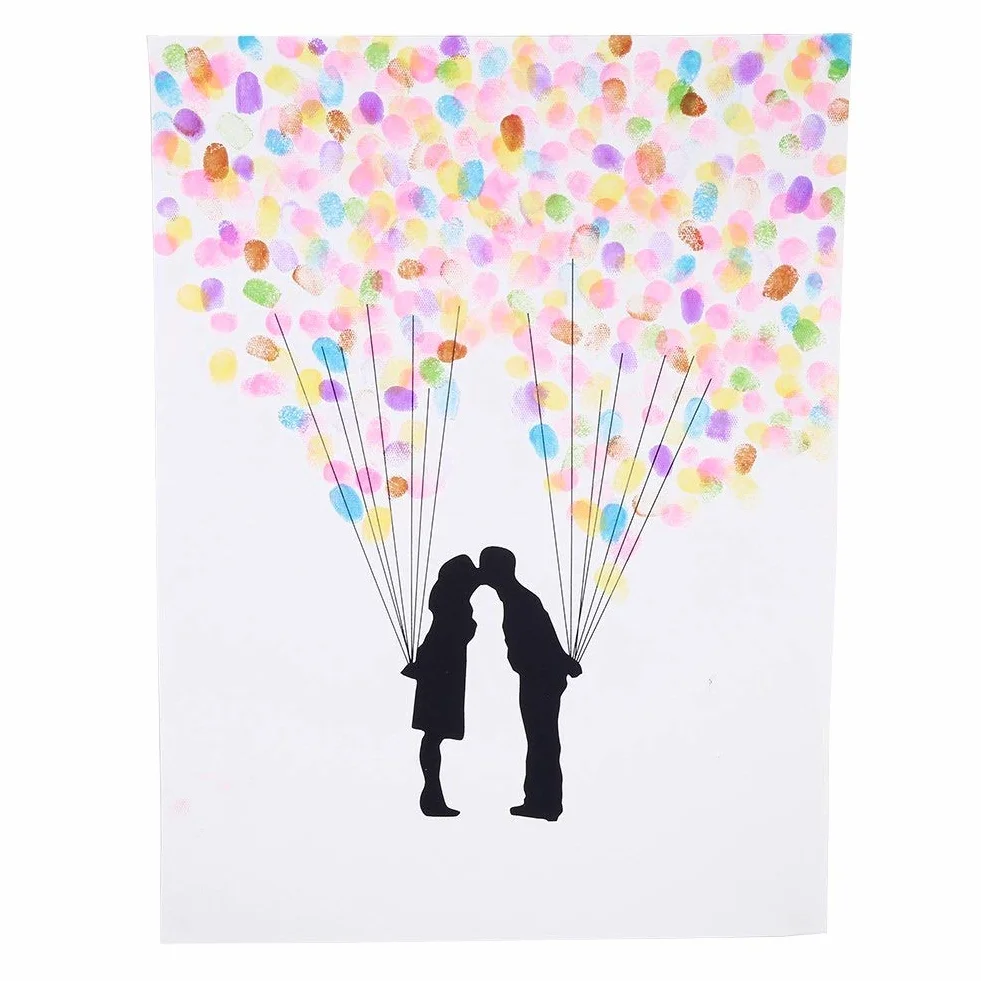 MAGT Arbol de Huellas Dactilares Lienzo 6 Colores Boda Libro de Visitas