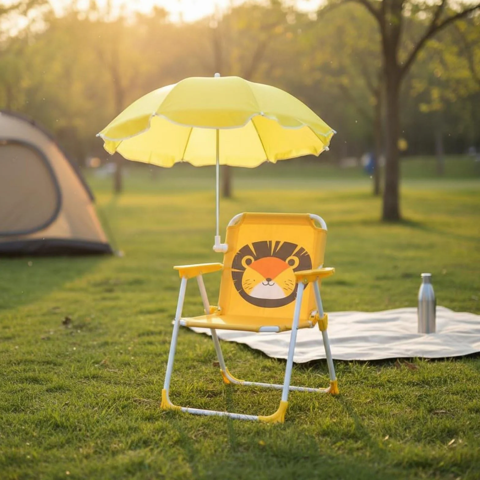 Predolo Silla de Playa Infantil con Sombrilla Protección Solar Plegable para Niños Unicornio