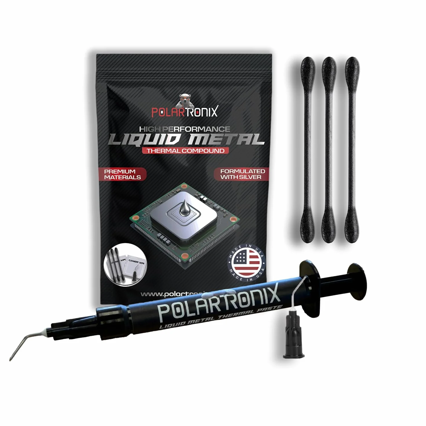 Meta Online - Pasta térmica líquida de metal, 1 gramo, conductividad térmica de 130 Wmk, fabricada en Estados Unidos, con aplicadores